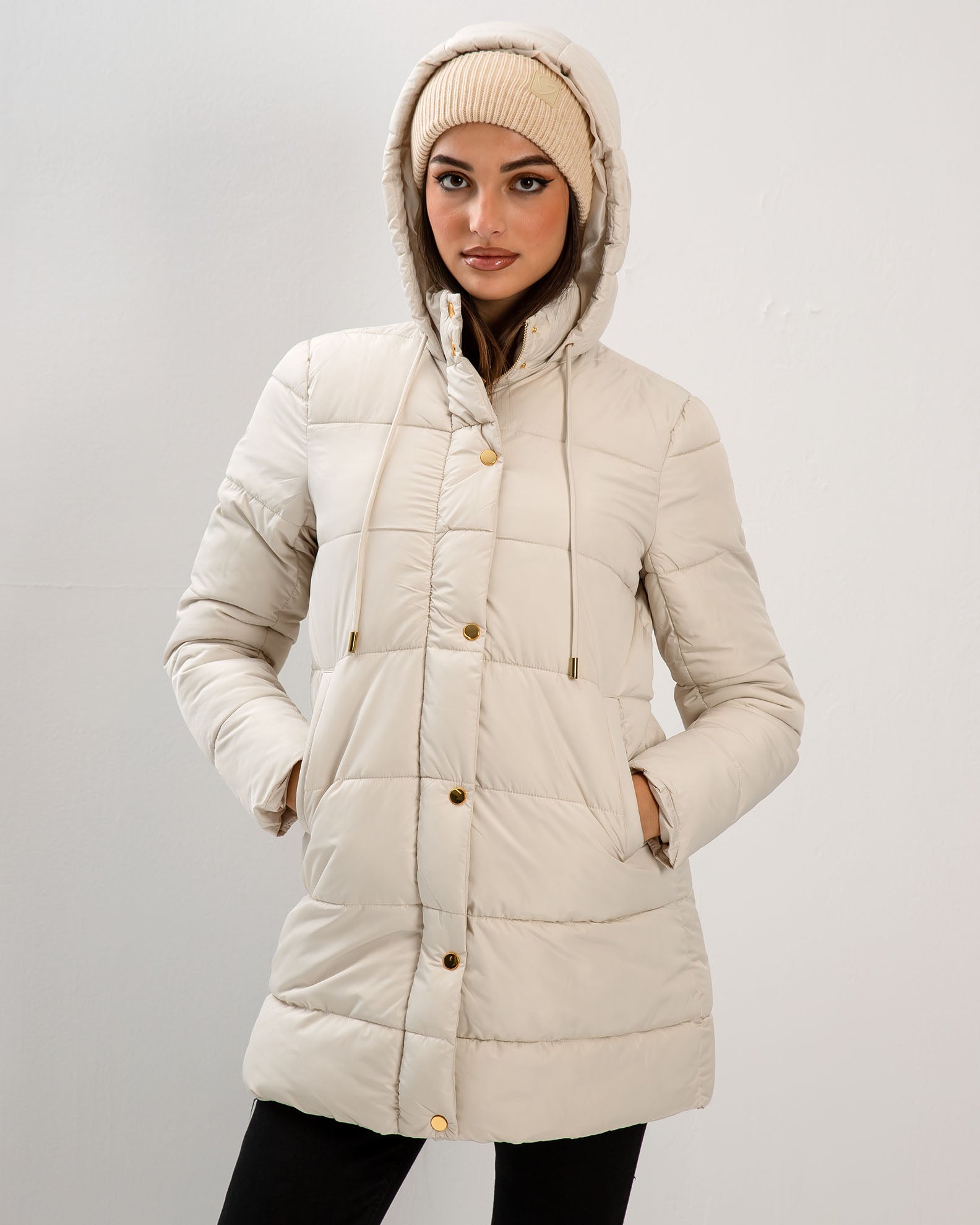 Women's Quilted Jacket 'Valeria'-ECRU