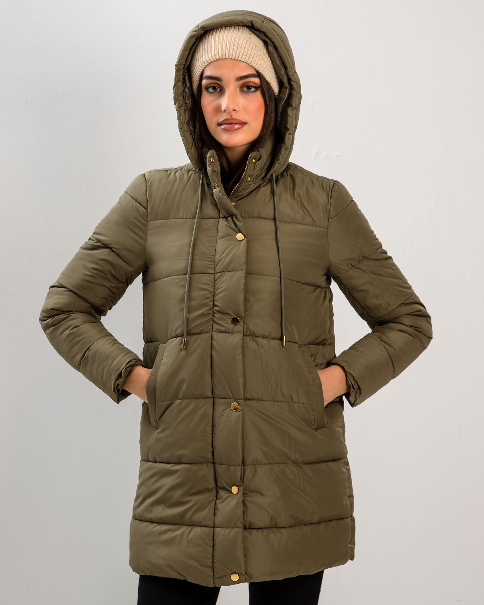 Women's Quilted Jacket 'Valeria'-KHAKI