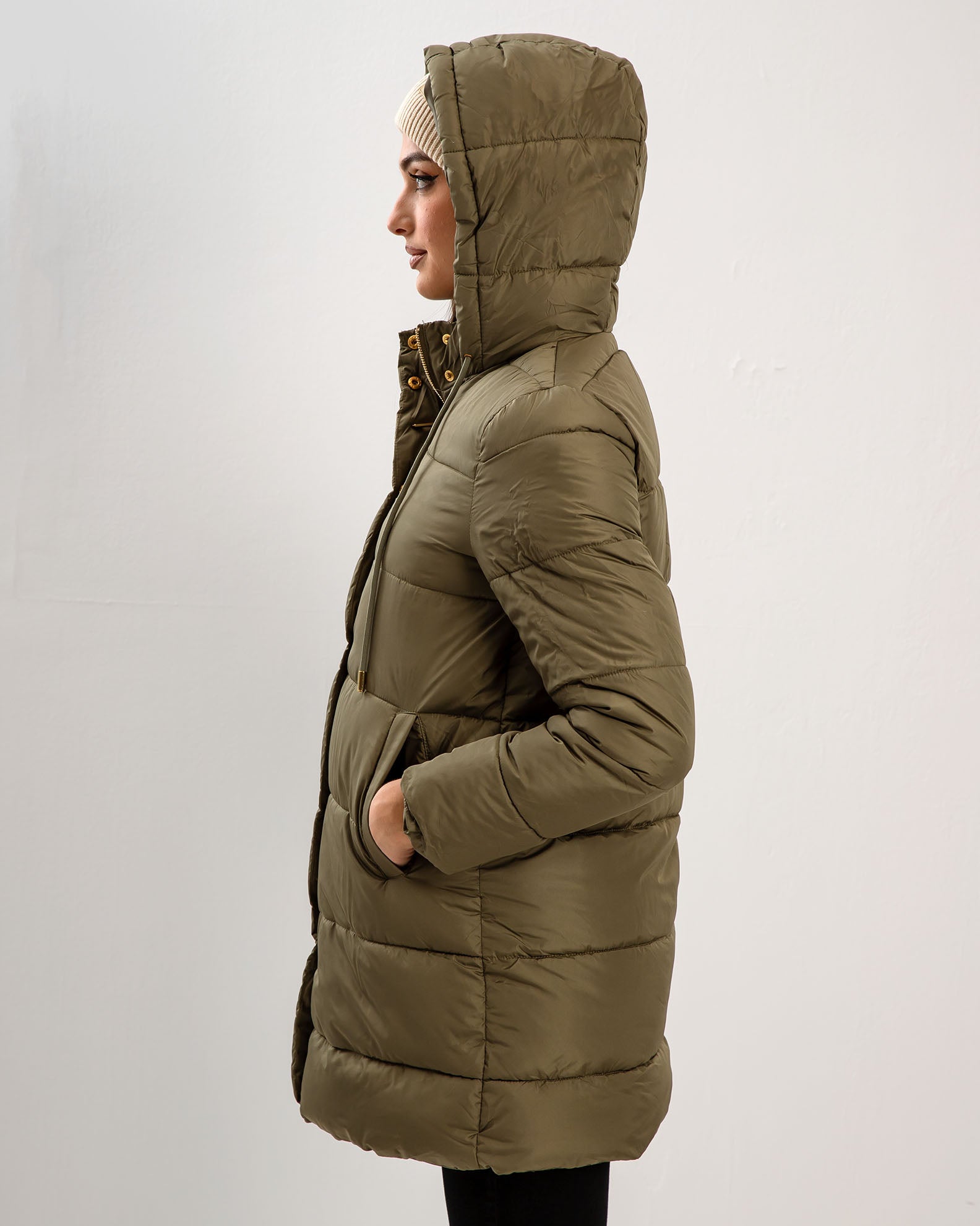 Women's Quilted Jacket 'Valeria'-KHAKI