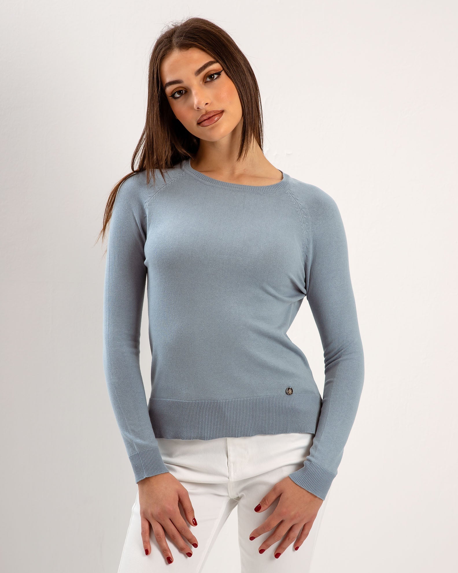 Women's Light Knitted Blouse 'Valeria'-BLUE LIGHT