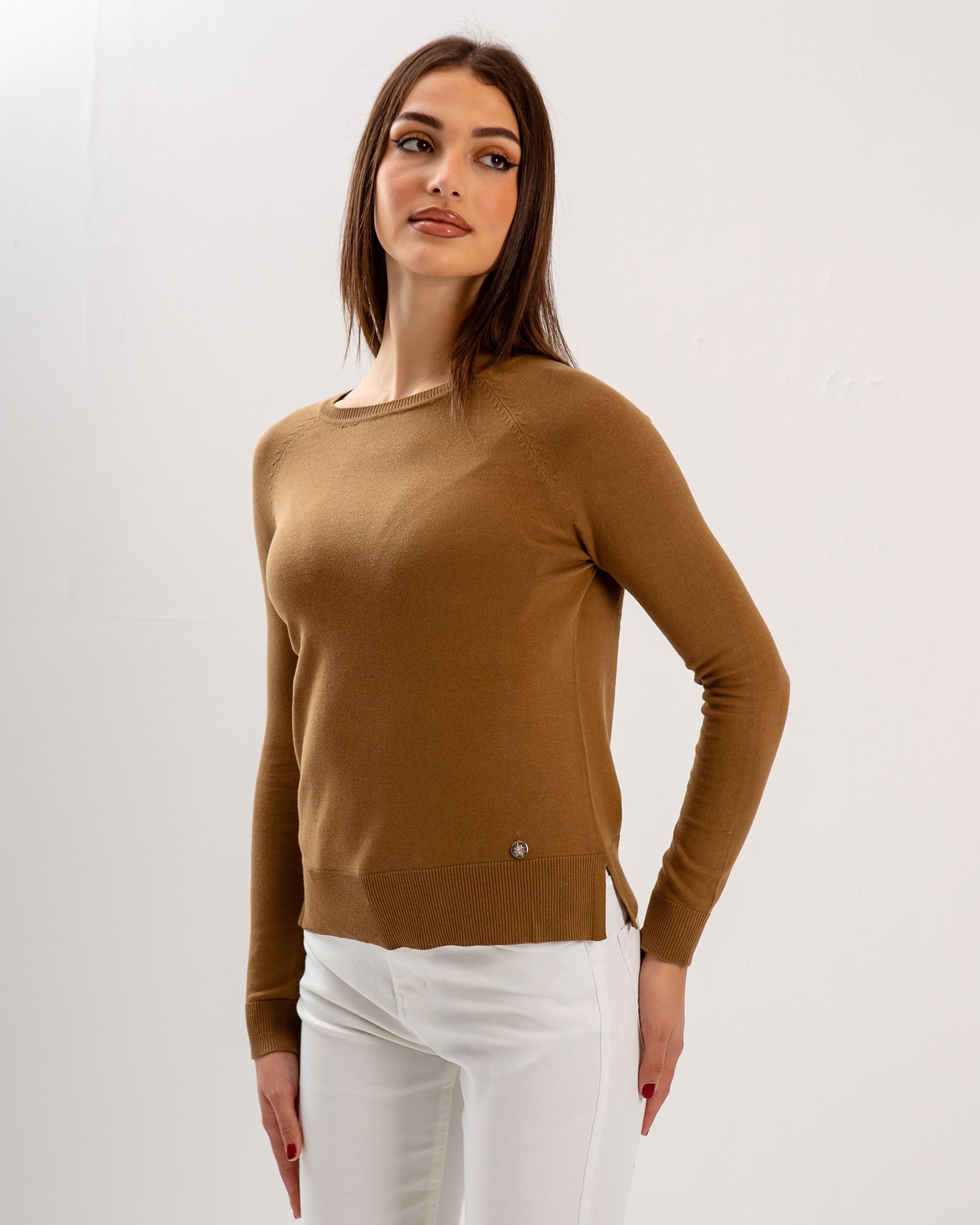 Women's Lightweight Knitted Blouse 'Valeria'-CAMEL