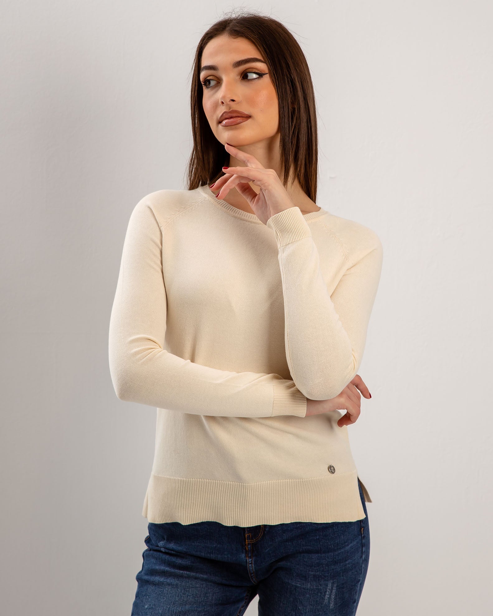 Women's Lightweight Knitted Blouse 'Valeria'-OFFWHITE