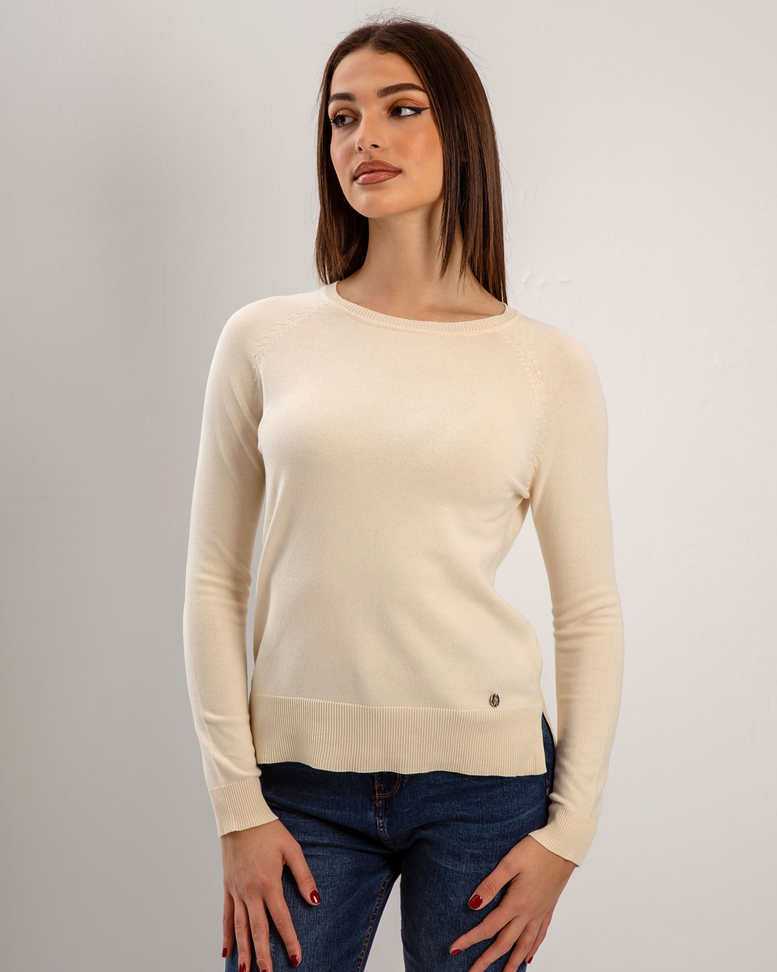 Women's Lightweight Knitted Blouse 'Valeria'-OFFWHITE