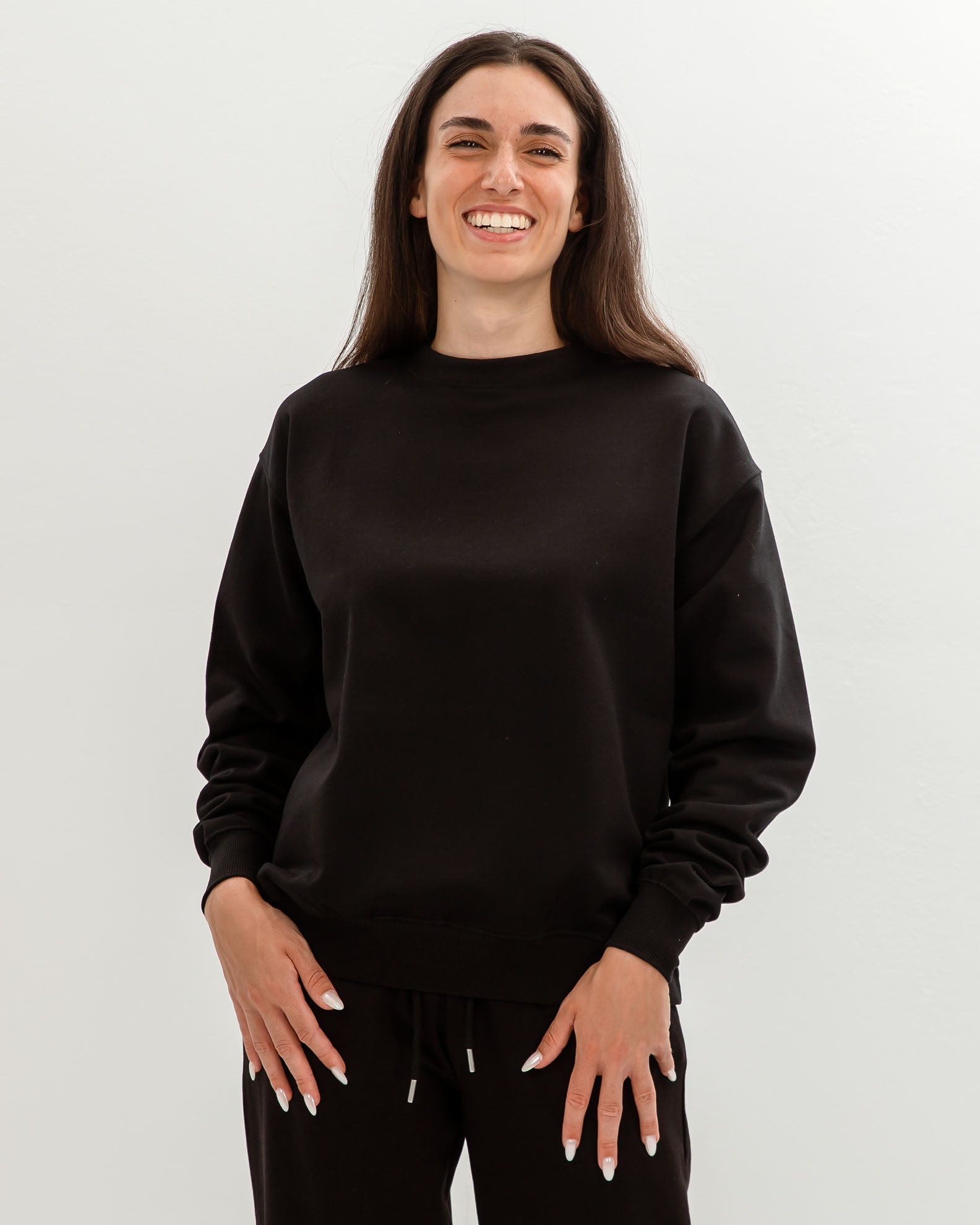 Women's Long Sleeve Basic Oversize Sweatshirt 'Amanda'-BLACK