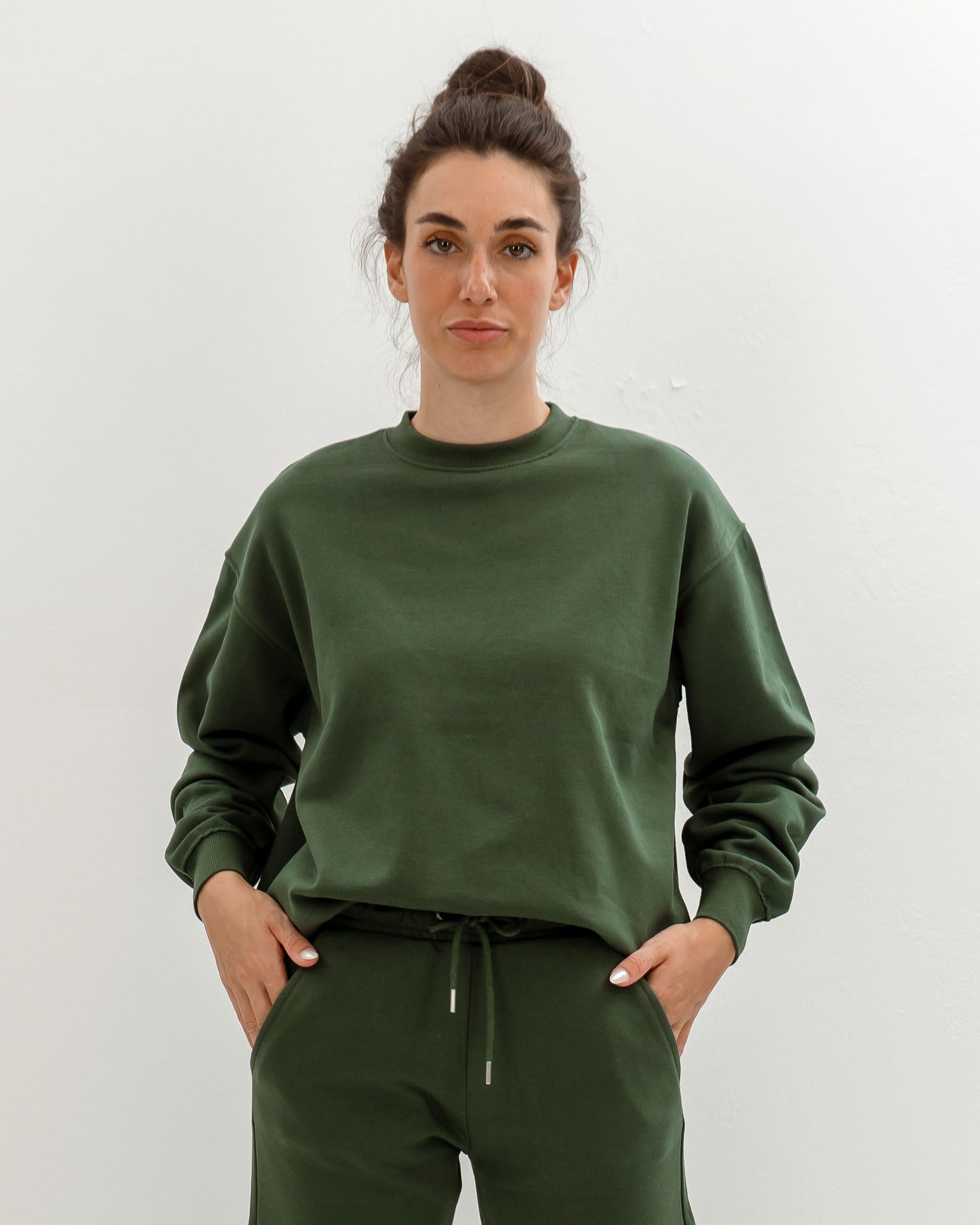 Women's Sweatshirt Long Sleeve Basic oversize 'Amanda'-KHAKI