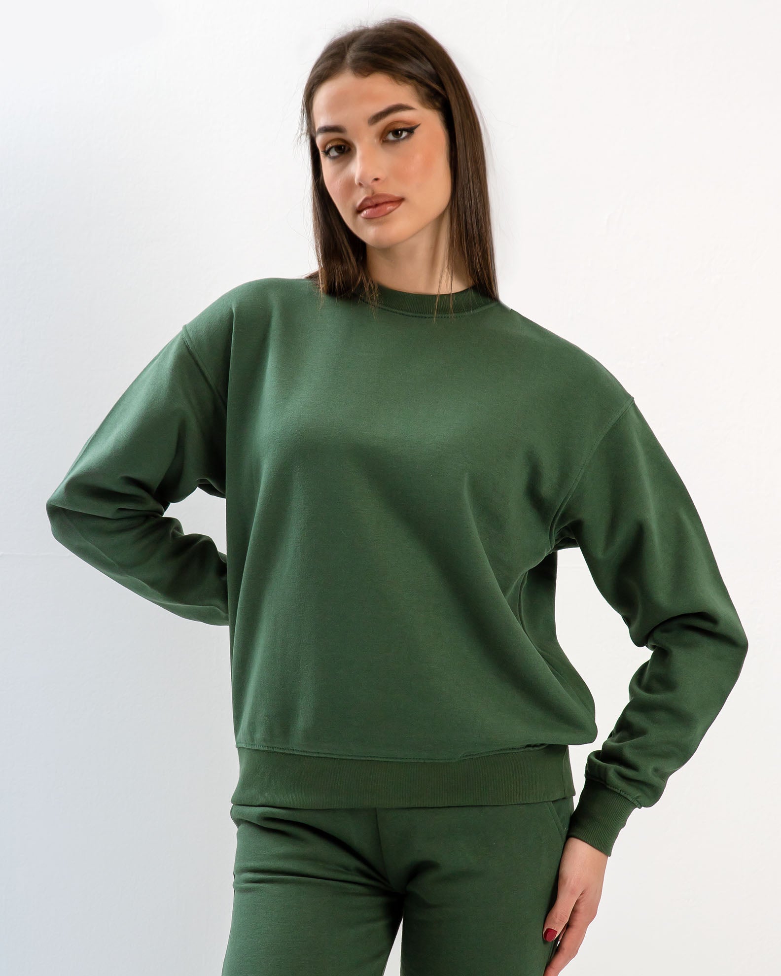 Women's Sweatshirt Long Sleeve Basic oversize 'Amanda'-KHAKI