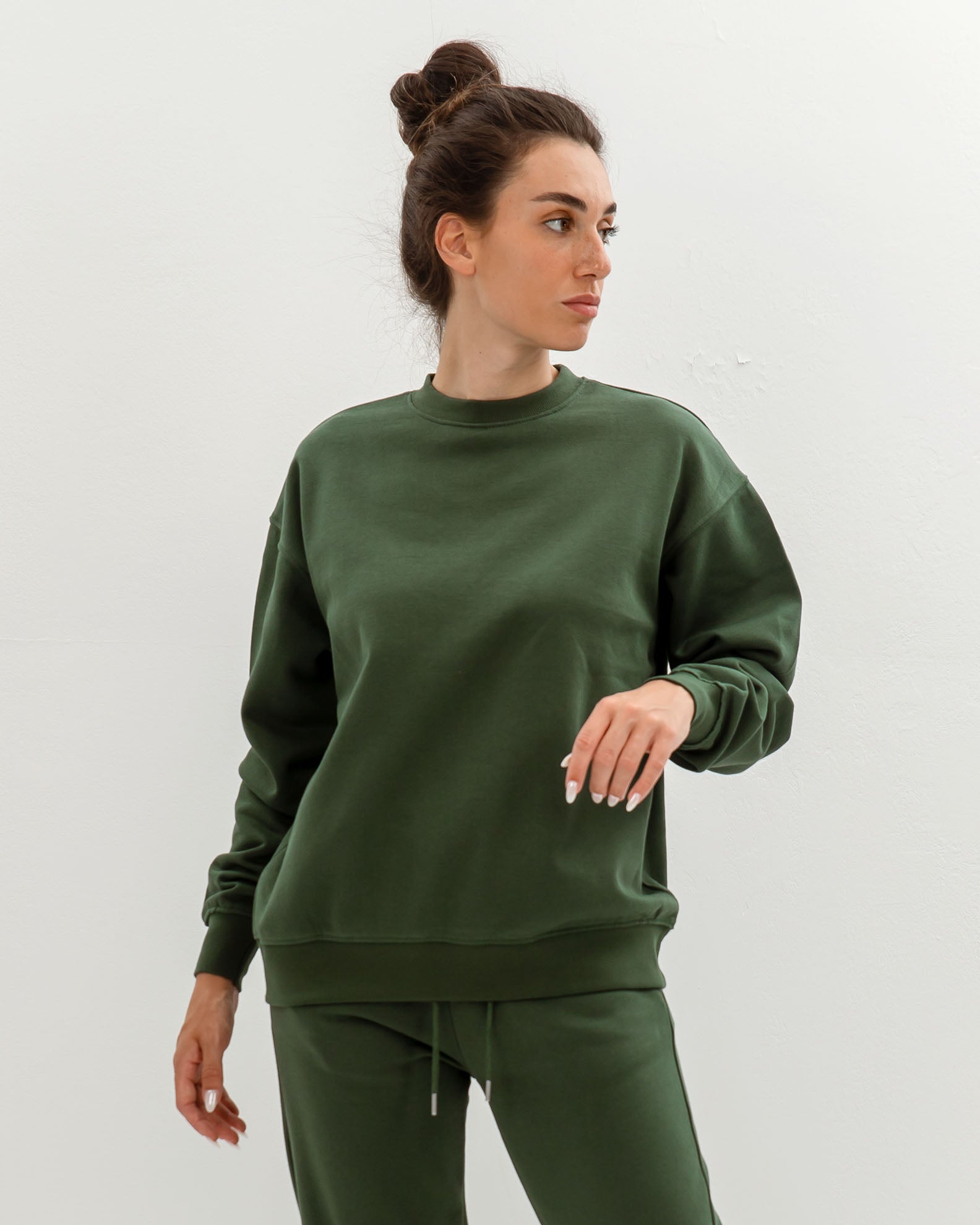 Women's Sweatshirt Long Sleeve Basic oversize 'Amanda'-KHAKI