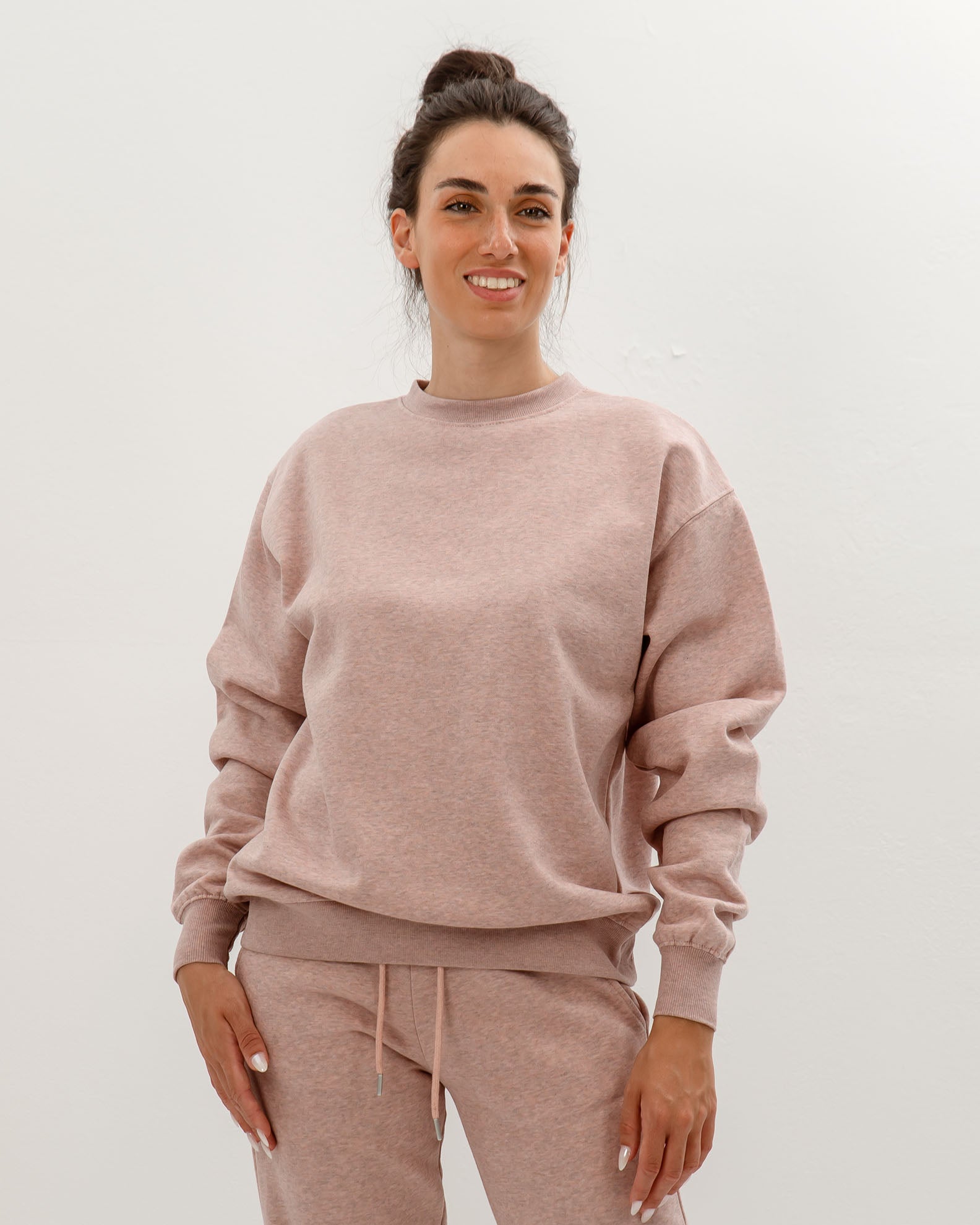 Women's Long Sleeve Basic Oversize Sweatshirt 'Amanda'-PINK