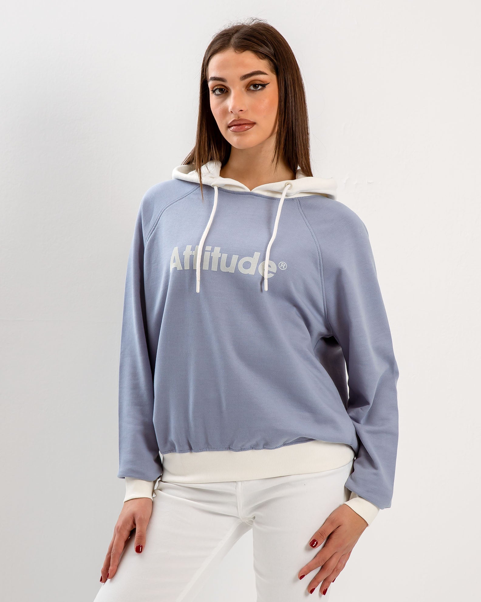 Women's Oversize Hooded Sweatshirt 'Jessica'-BLUE LIGHT