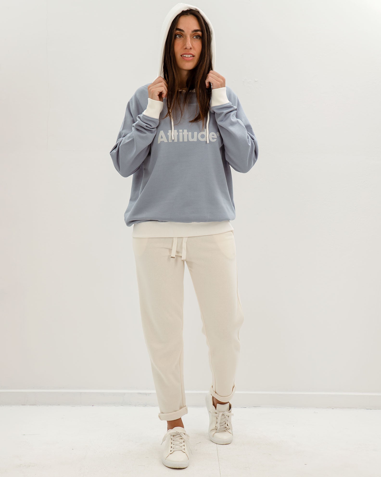 Women's Oversize Hooded Sweatshirt 'Jessica'-BLUE LIGHT