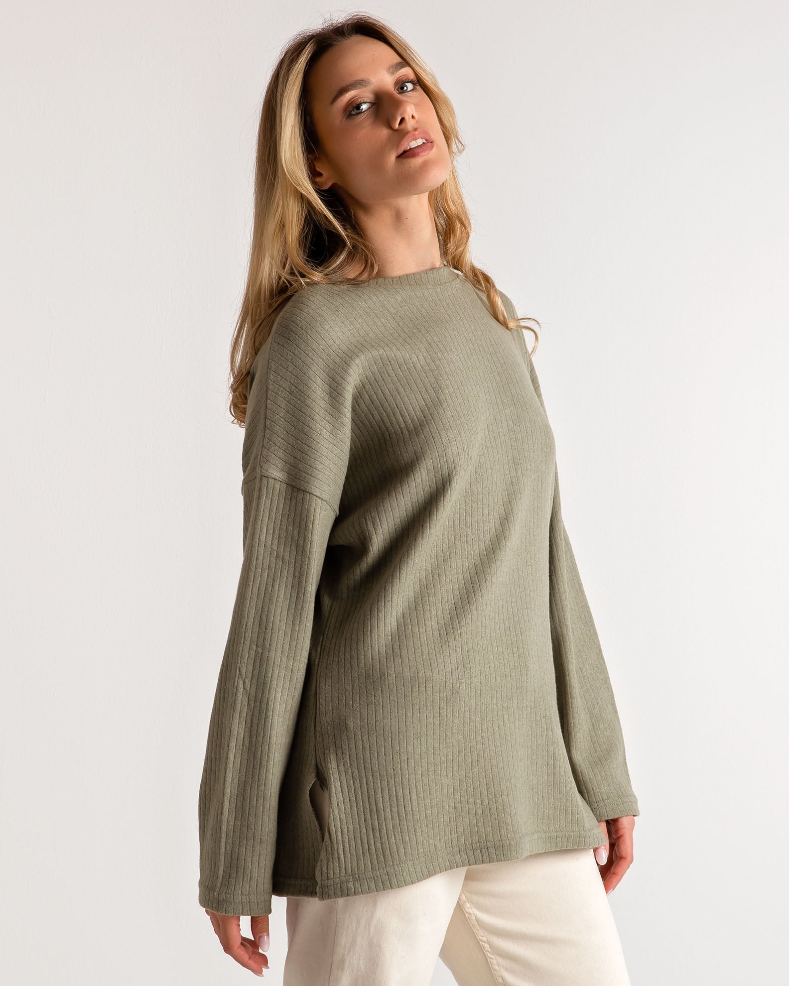 Women's rip-KHAKI LIGHT blouse