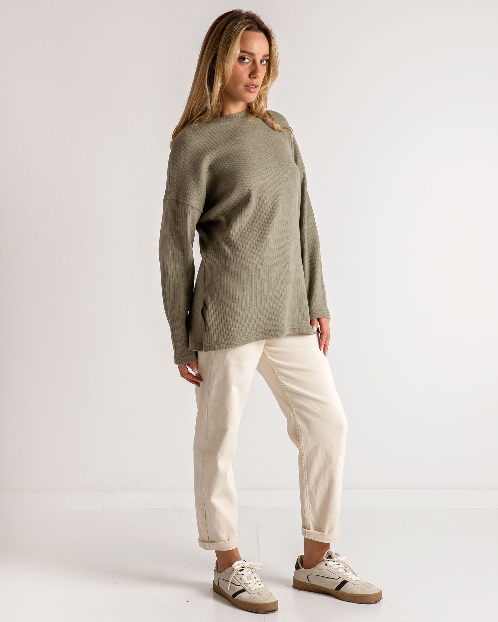 Women's rip-KHAKI LIGHT blouse