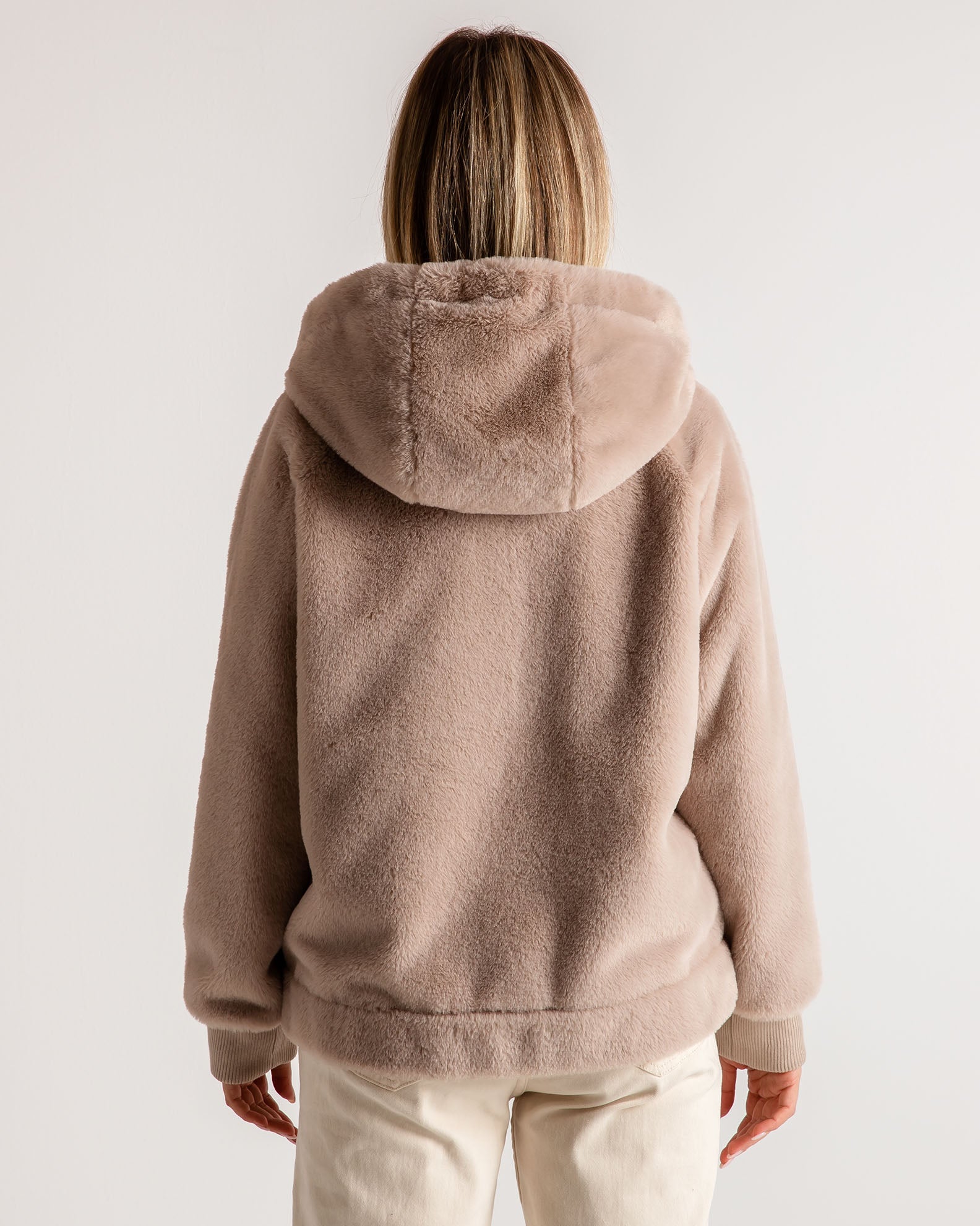 Women's fur look jacket 'Rika'-TAUPE