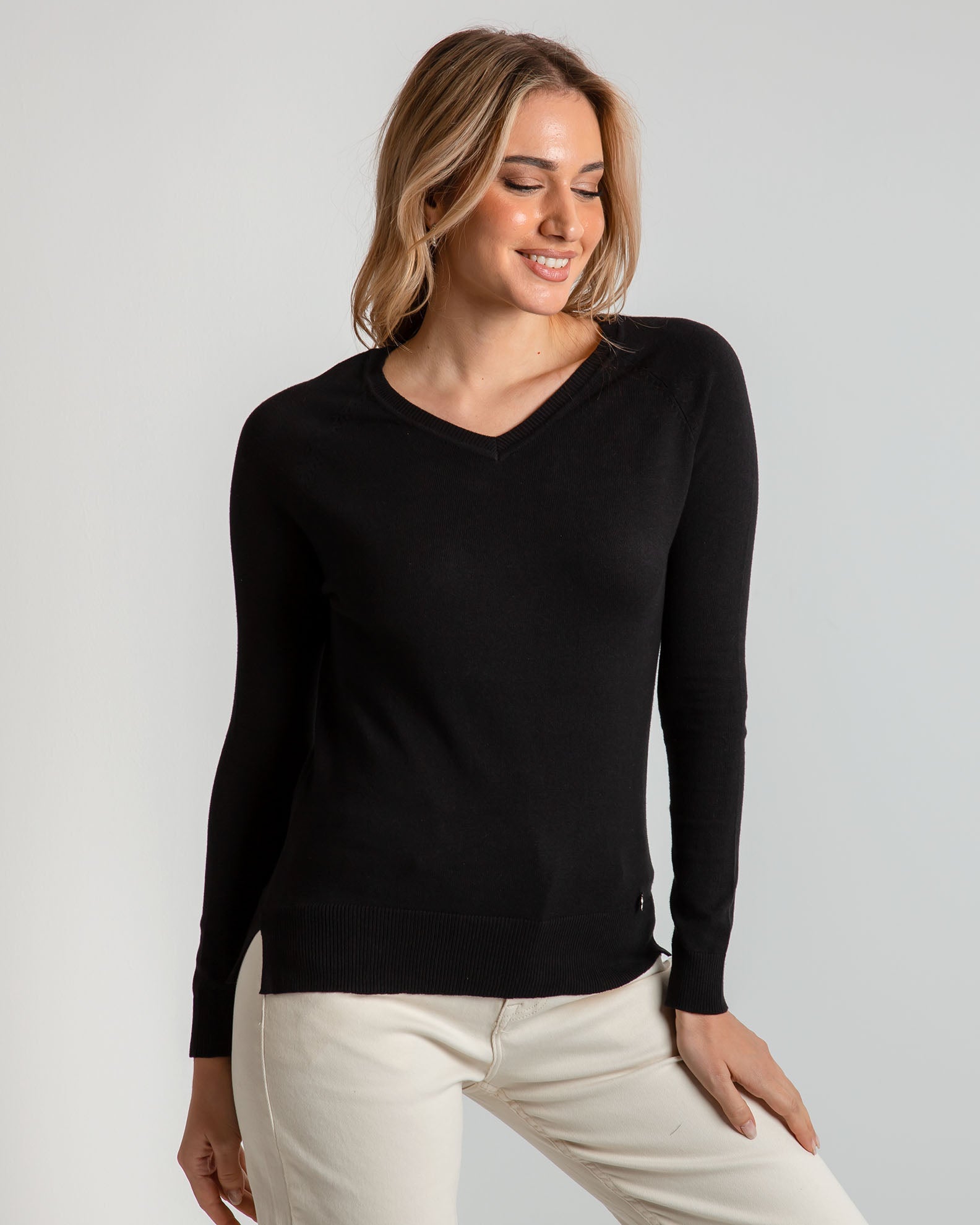 Women's Knitted Light Blouse 'Lily'-BLACK