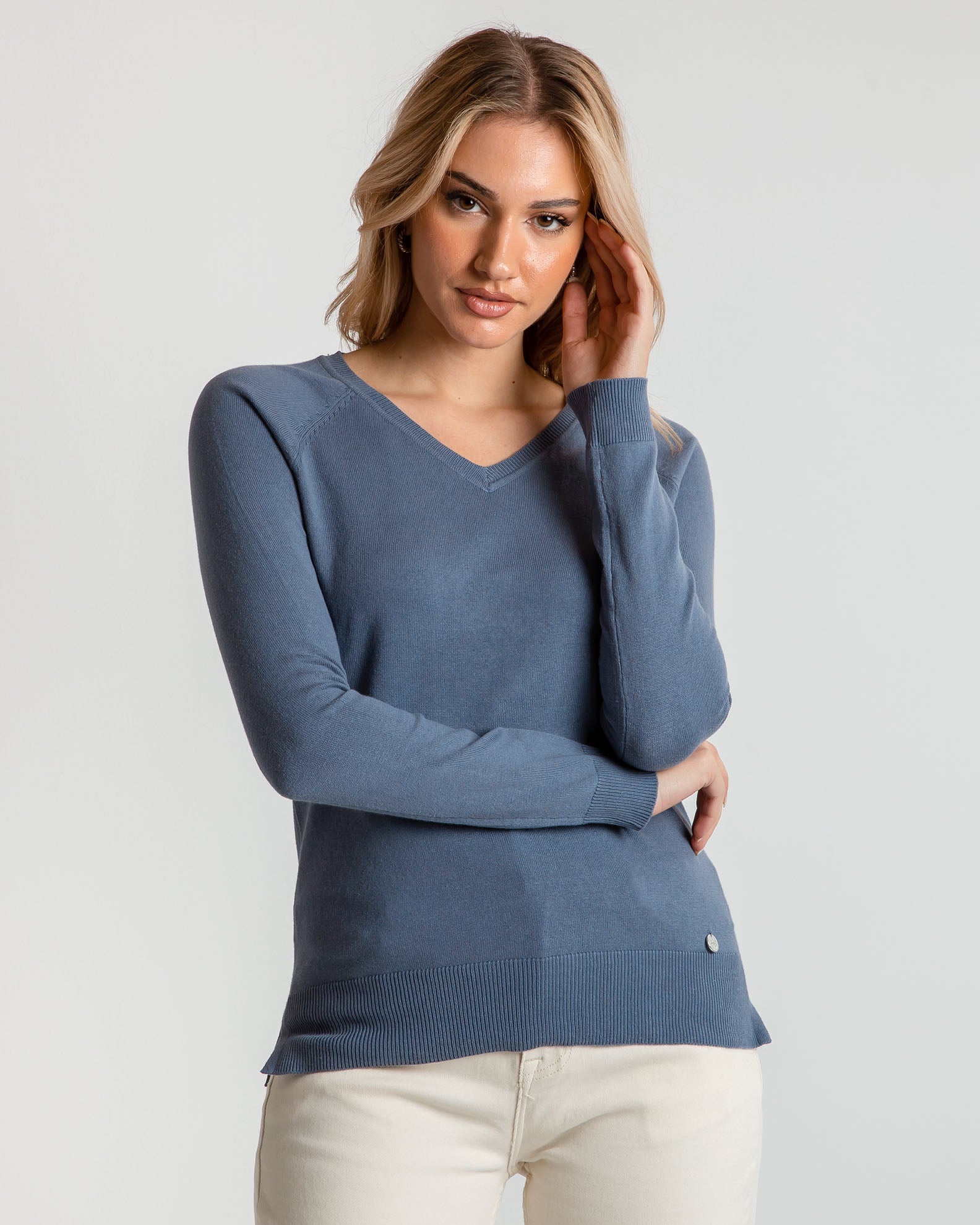 Women's Knitted Light Blouse 'Lily'-BLUE LIGHT