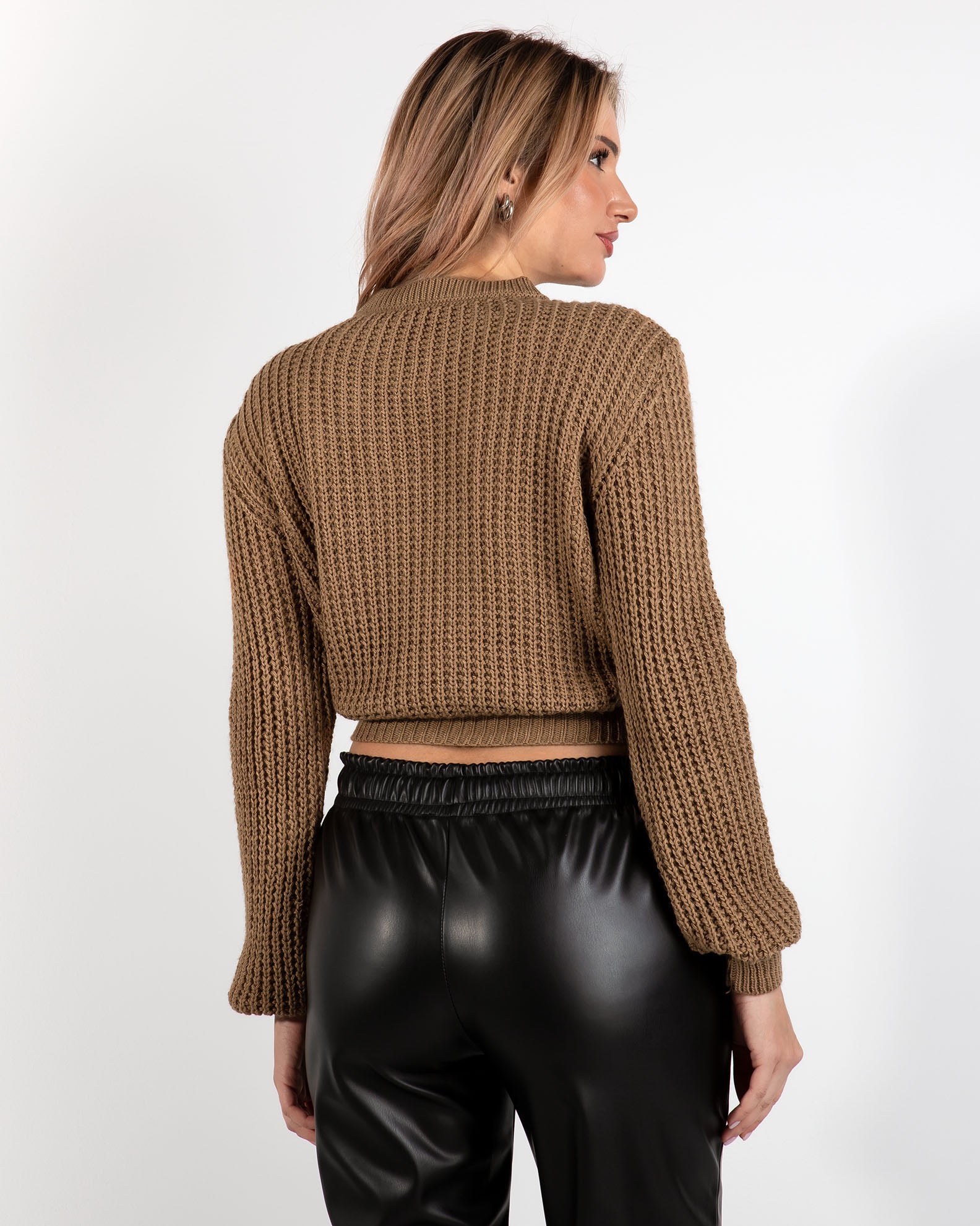 Women's Knitted Sweater-TAUPE