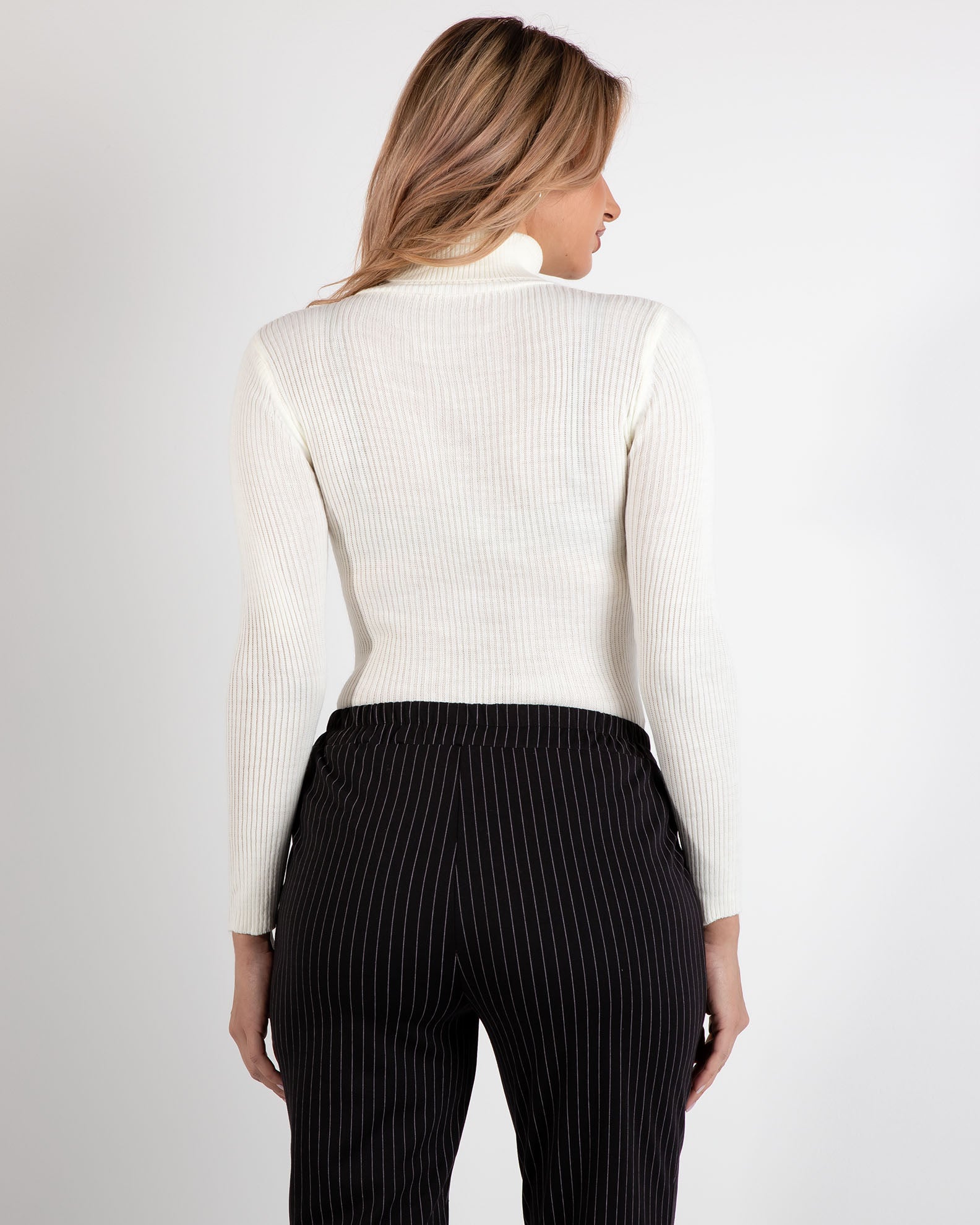 Women's pullover with a stand-up collar-OFFWHITE