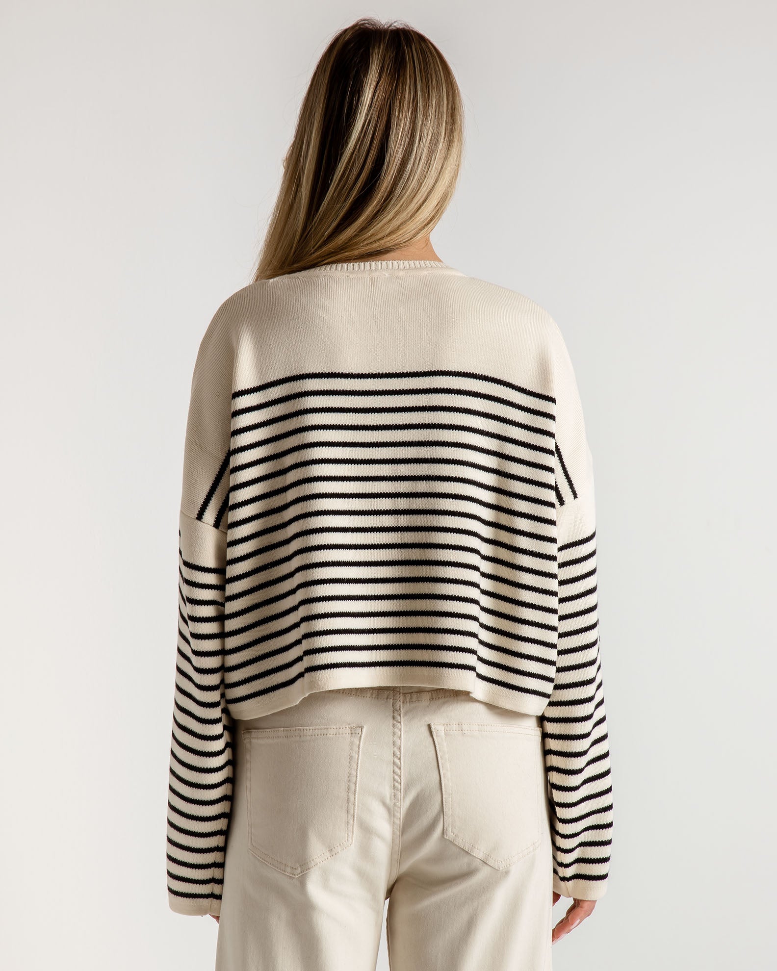 Women's knitted striped-CREME