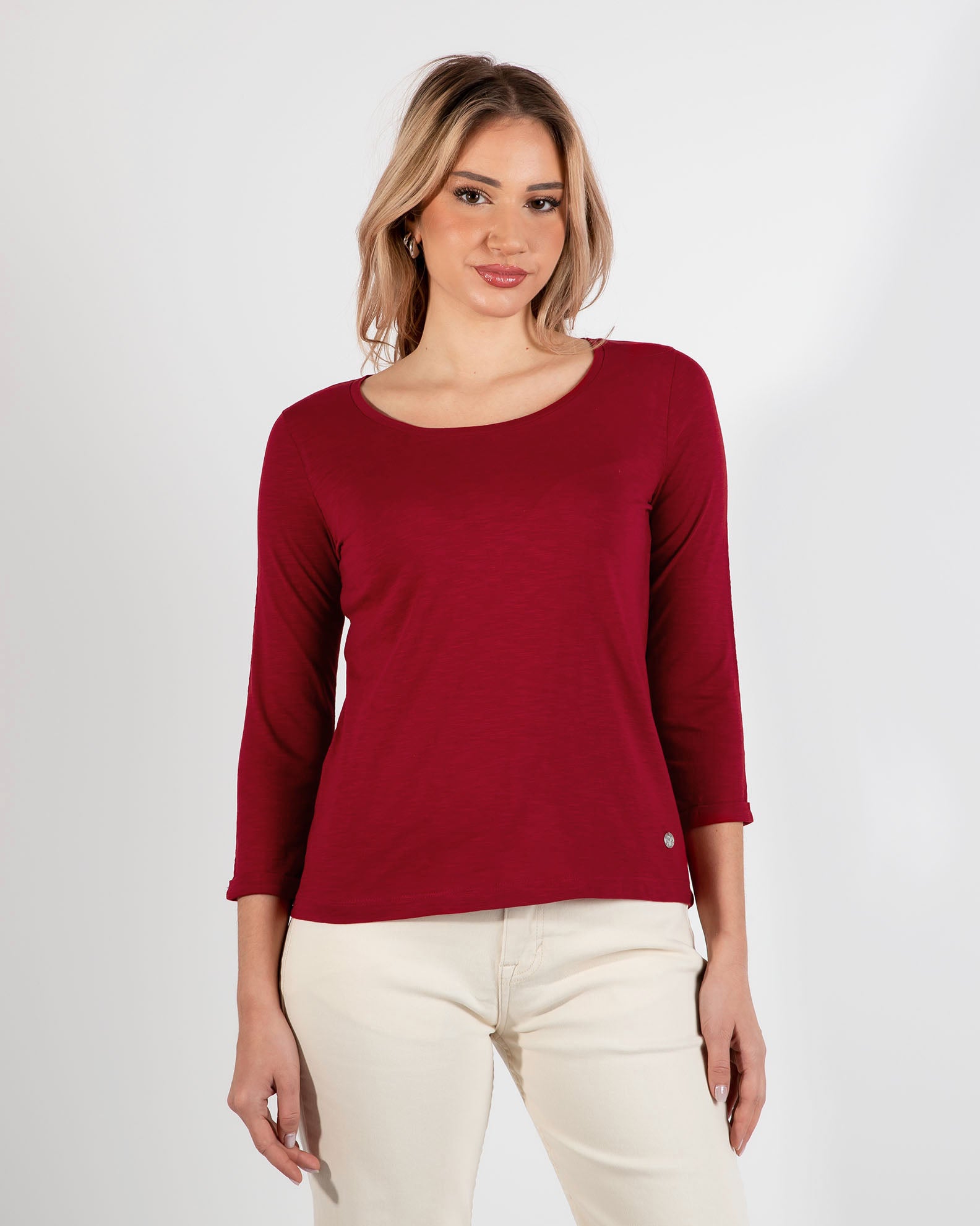 Women's basic t-shirt 'Amara' BORDEAUX