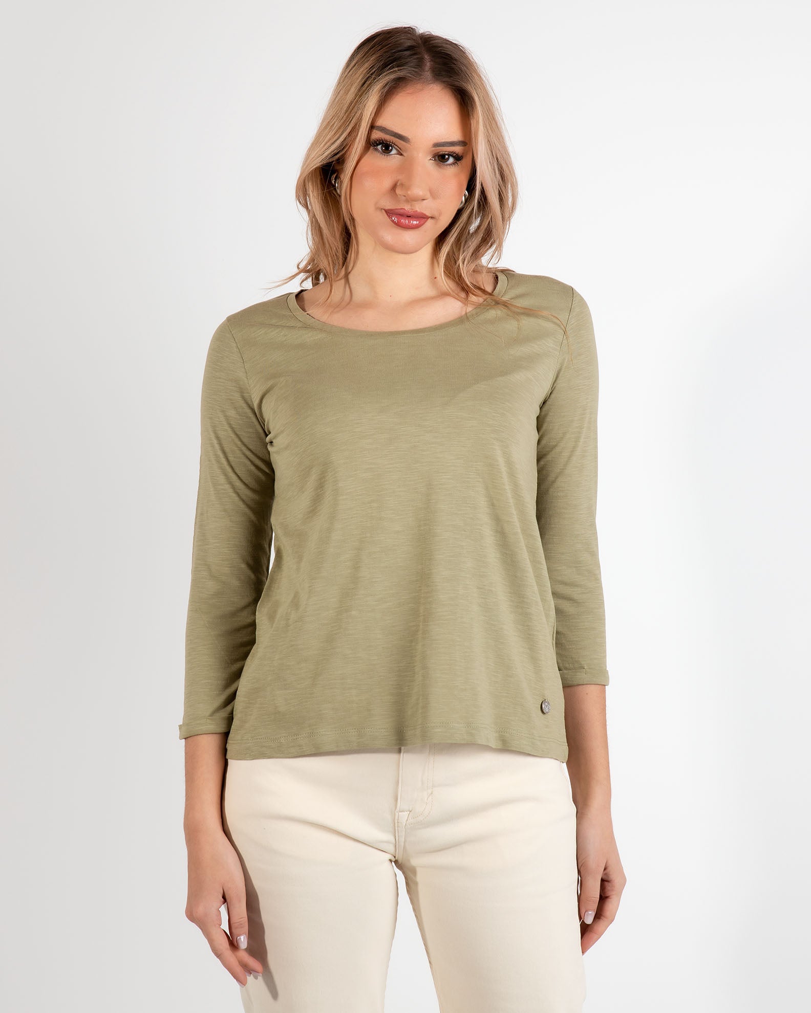 Women's basic t-shirt 'Amara'-KHAKI