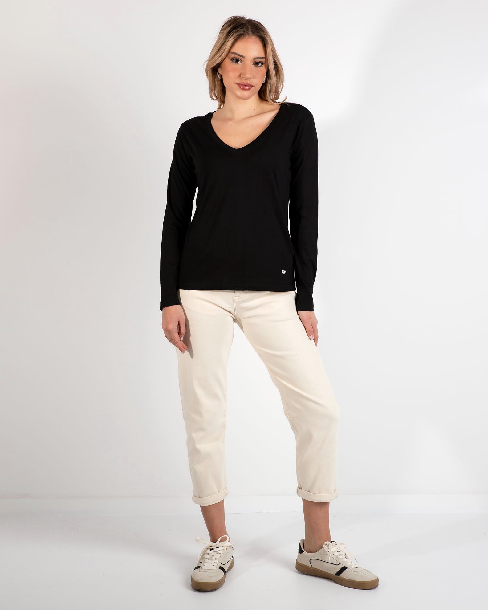 Women's basic blouse 'Katia'-BLACK