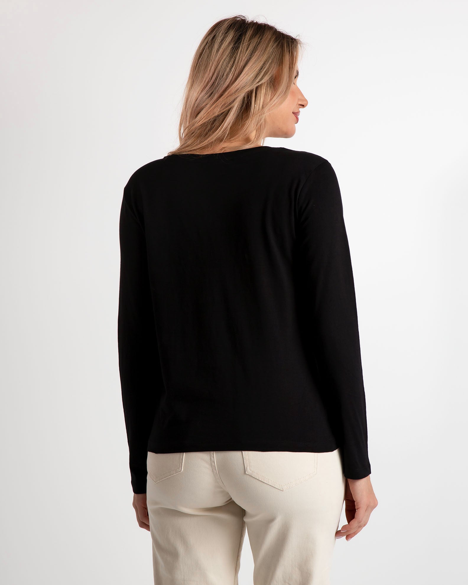 Women's basic blouse 'Katia'-BLACK