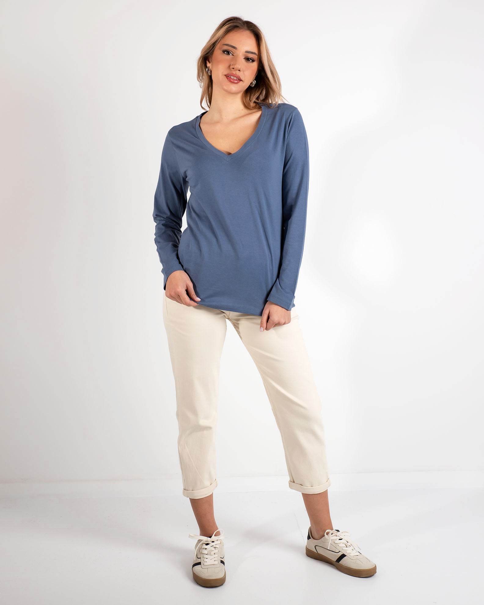 Women's basic blouse 'Katia'-DENIM