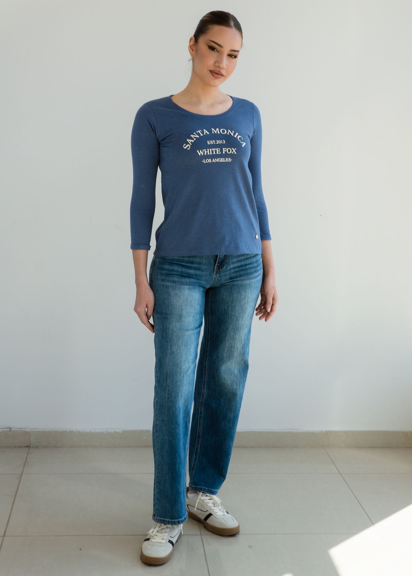 Γυναικεία μπλούζα με τύπωμα 'Santa Monica'-BLUE DENIM