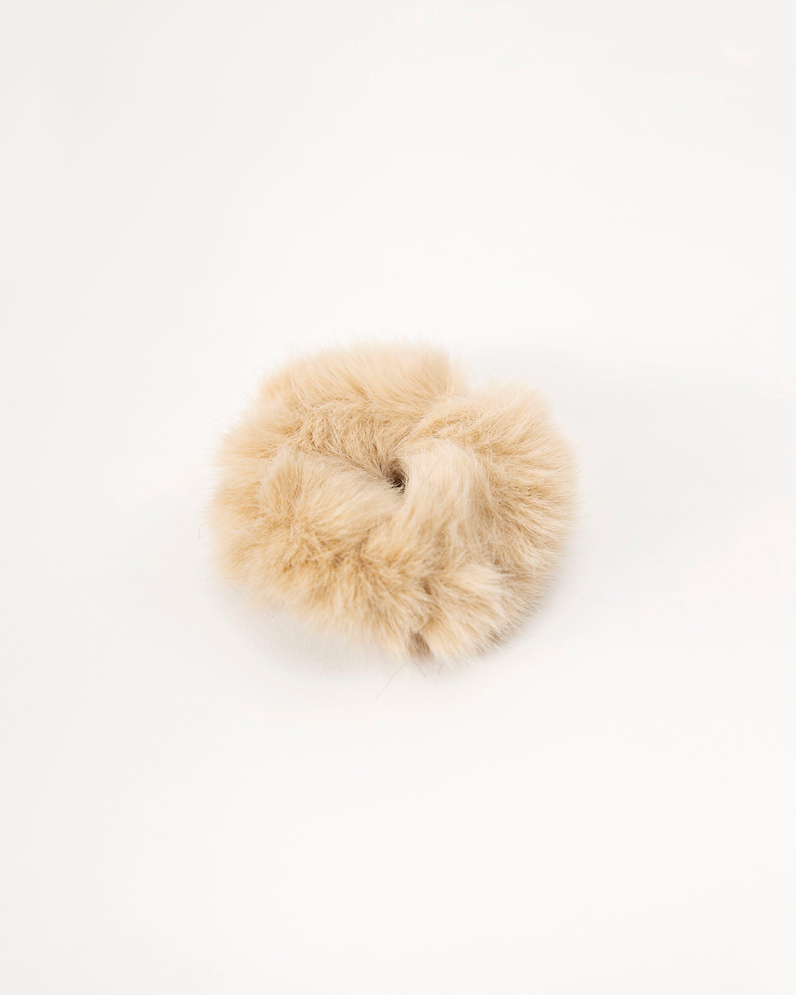 Fur hair band-BEIGE