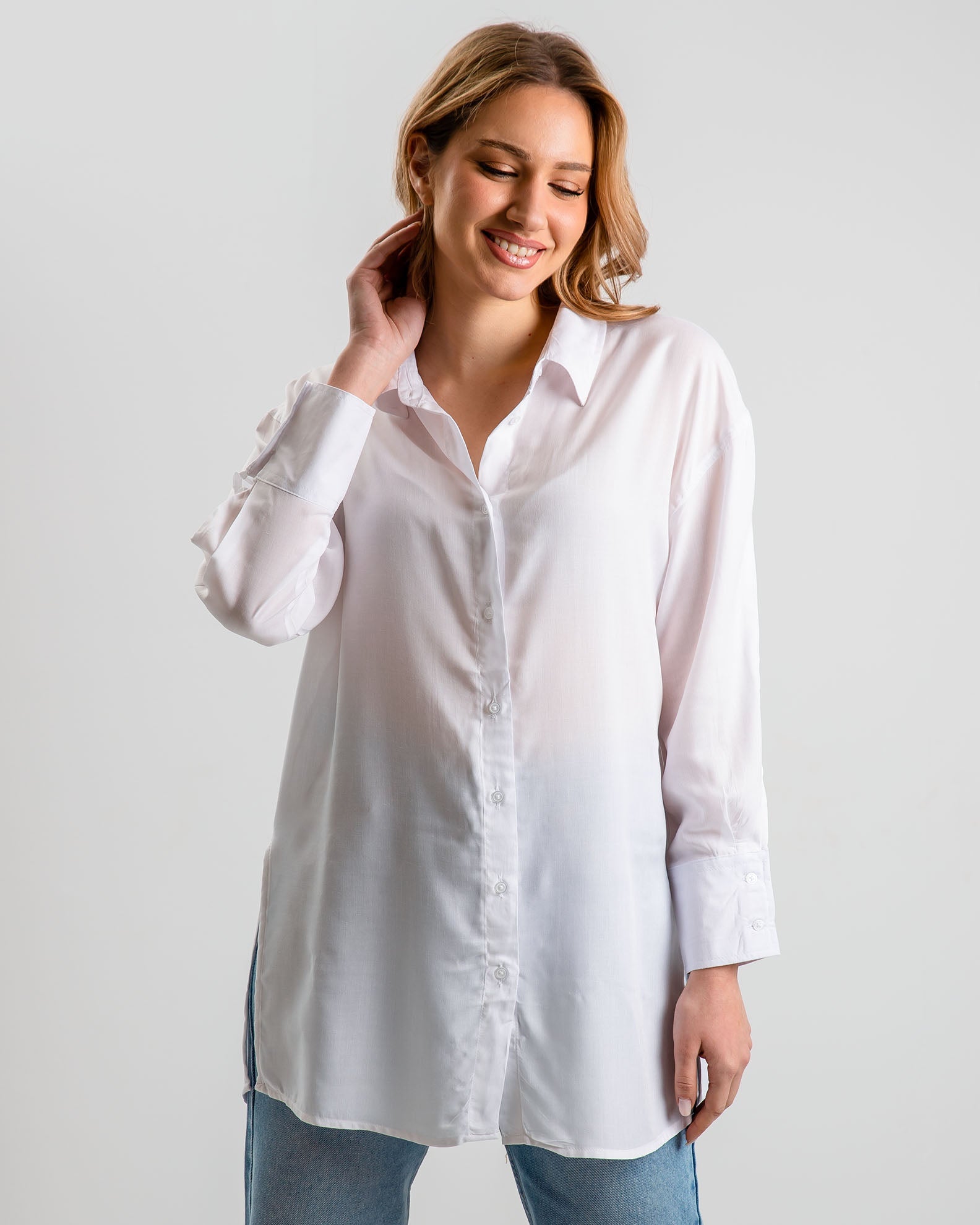 Women's Oversize Shirt 'Sissi'-WHITE