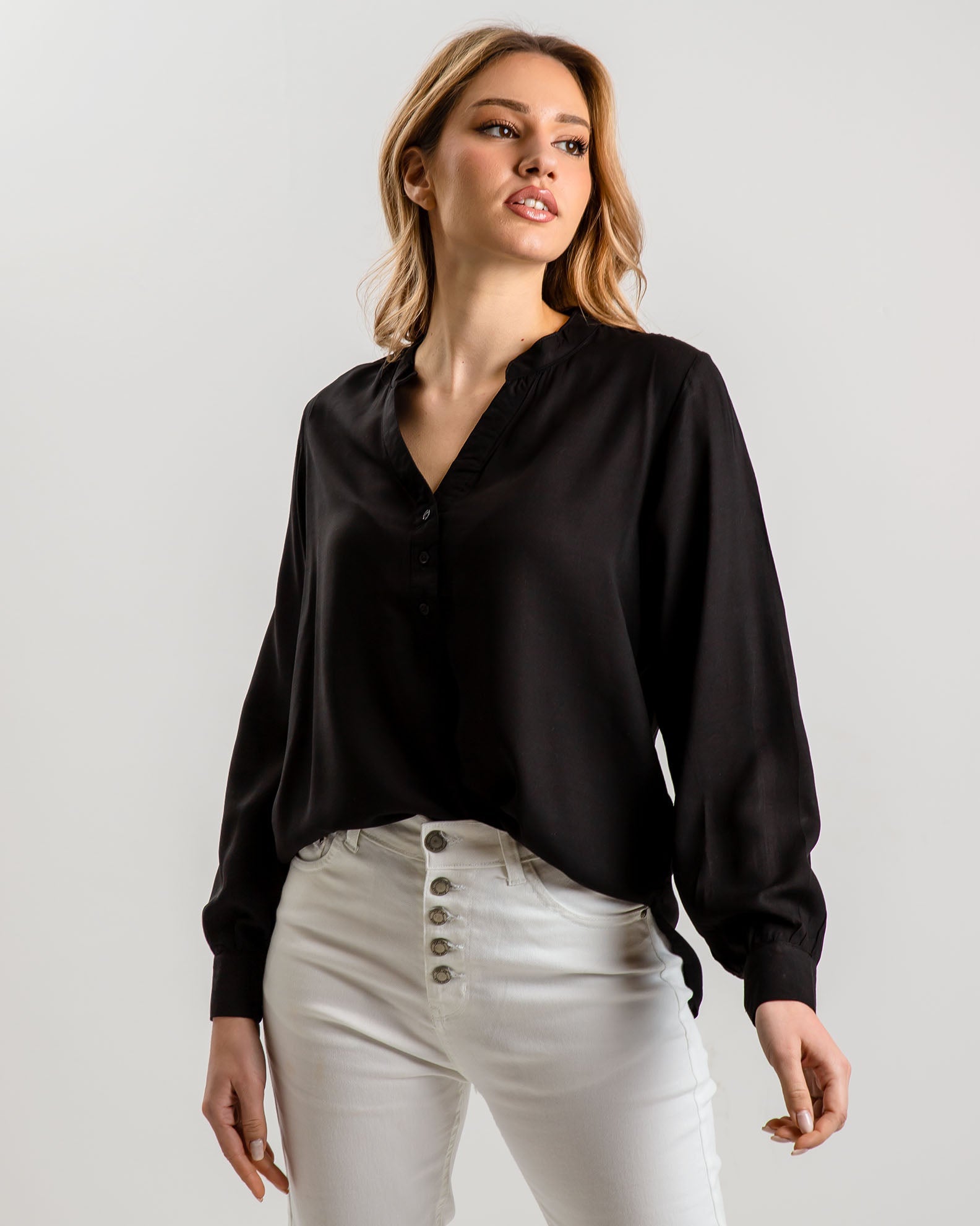 Women's Oversize Blouse-Shirt 'Eleni'-BLACK