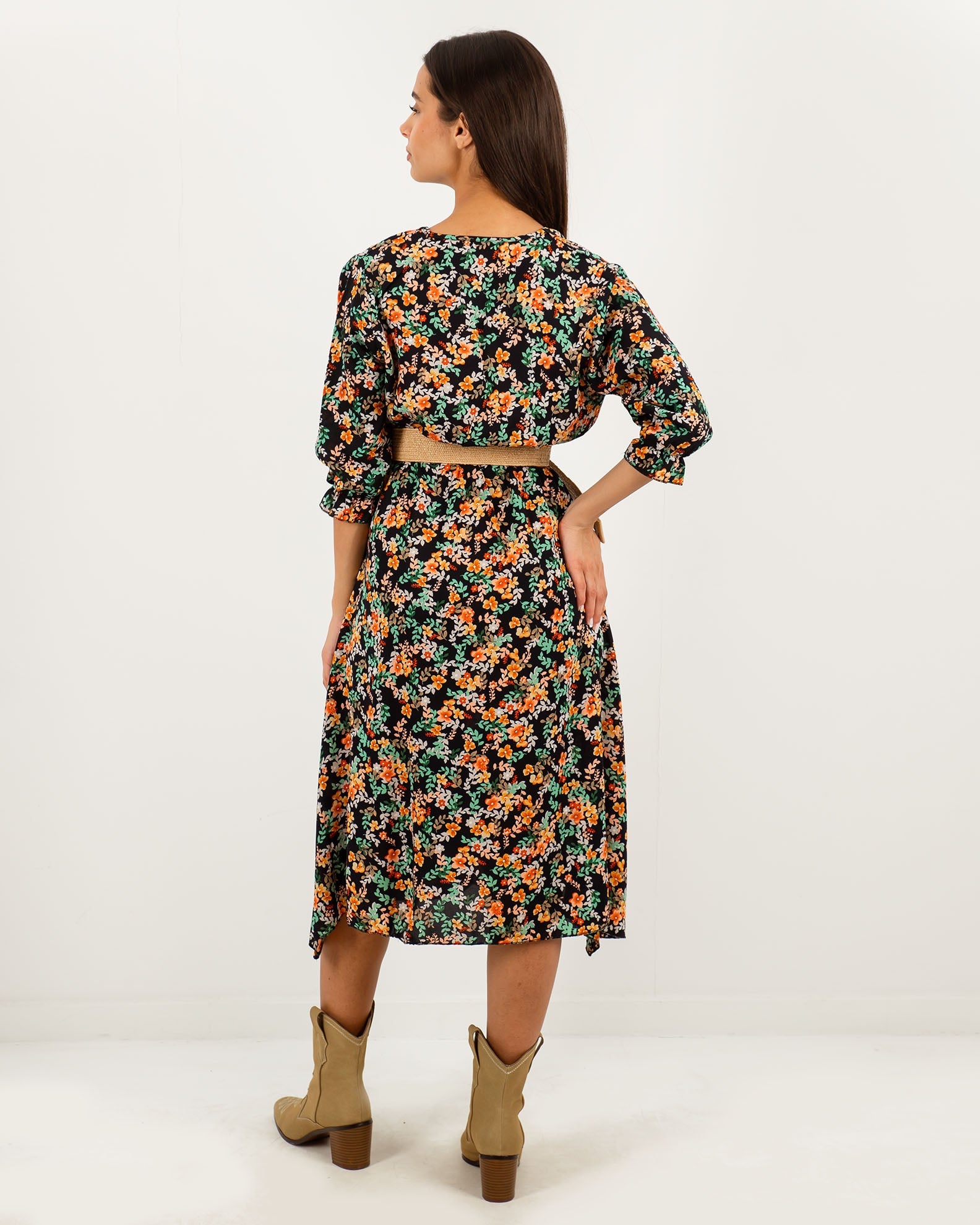 Printed Midi Dress 'Nerta'-BLUE