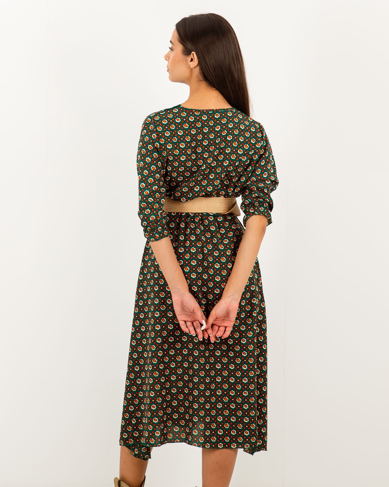 Printed Midi Dress 'Nerta'-GREEN