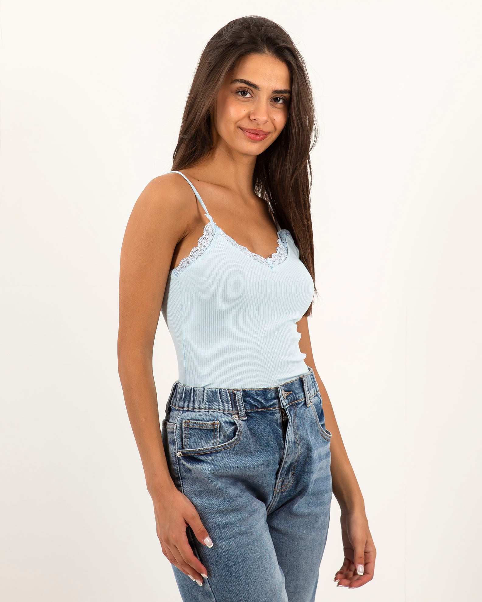 Women's Crop Top Sleeveless 'Adele'-BLUE LIGHT