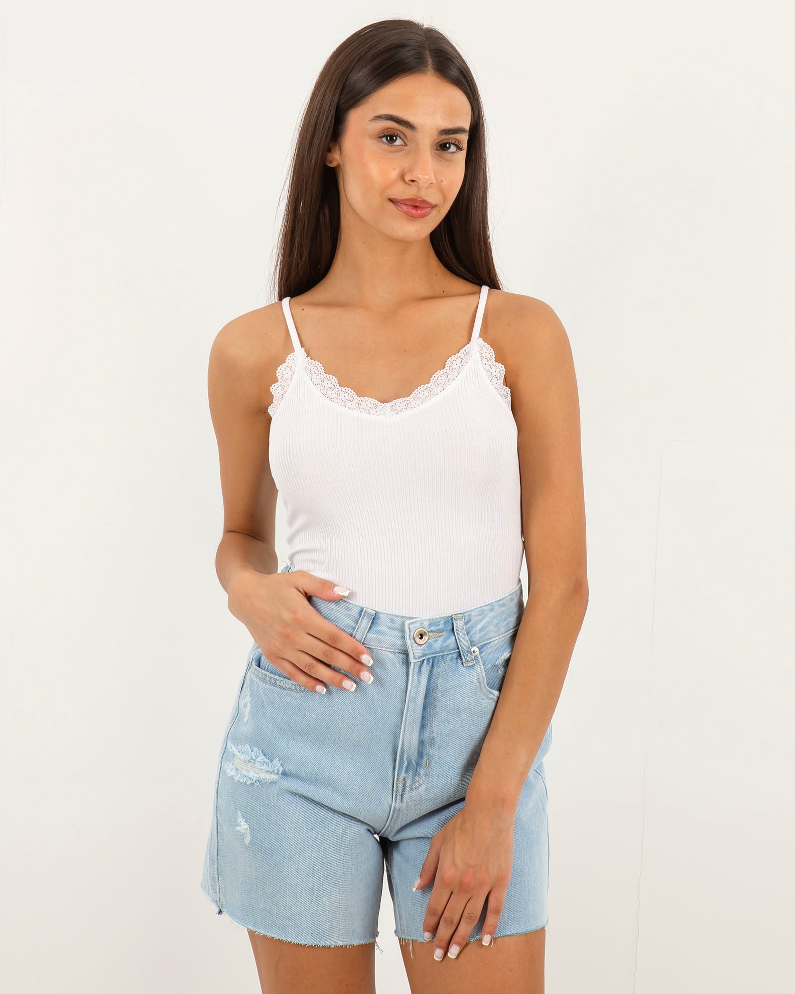 Women's Sleeveless Crop Top 'Adele'-WHITE