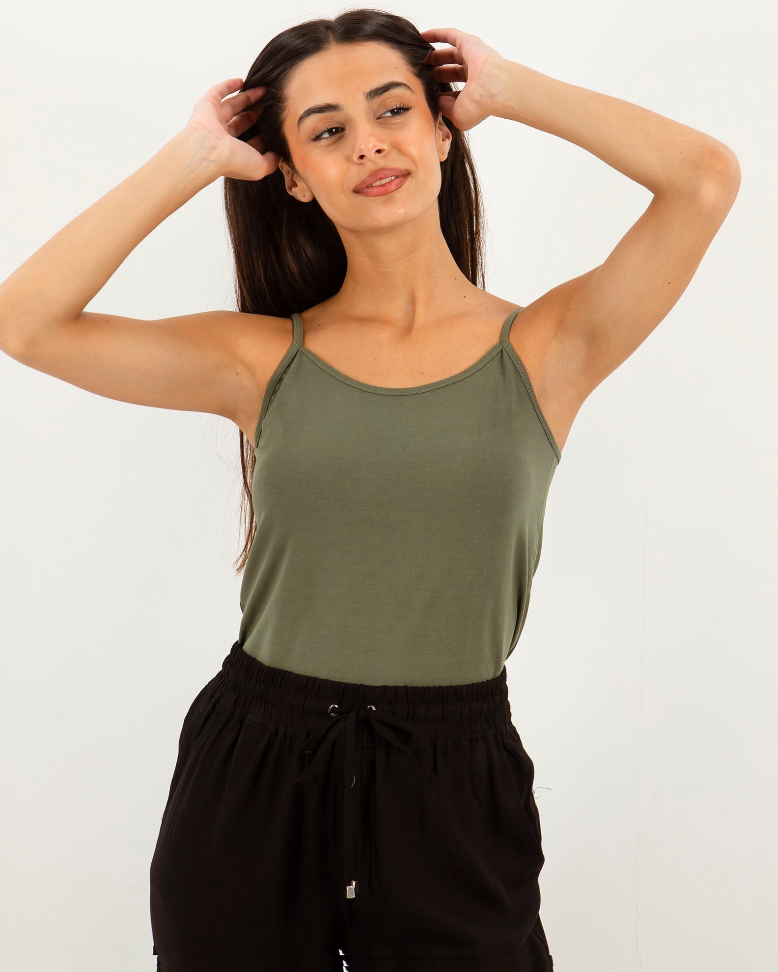 Women's sleeveless top 'Enrica'-KHAKI