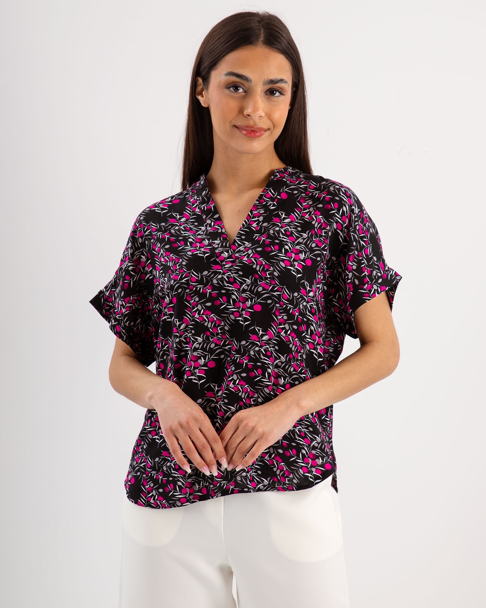 Women's Short Sleeve Blouse 'Vaso'-PRINT 1