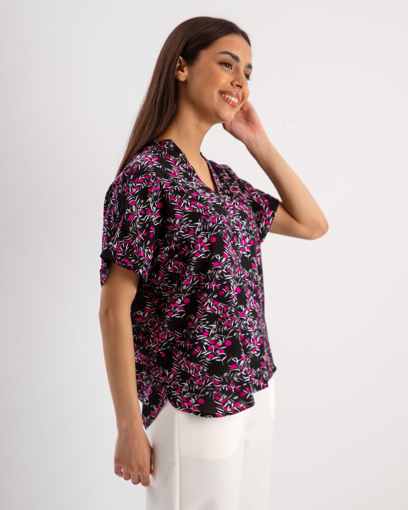 Women's Short Sleeve Blouse 'Vaso'-PRINT 1