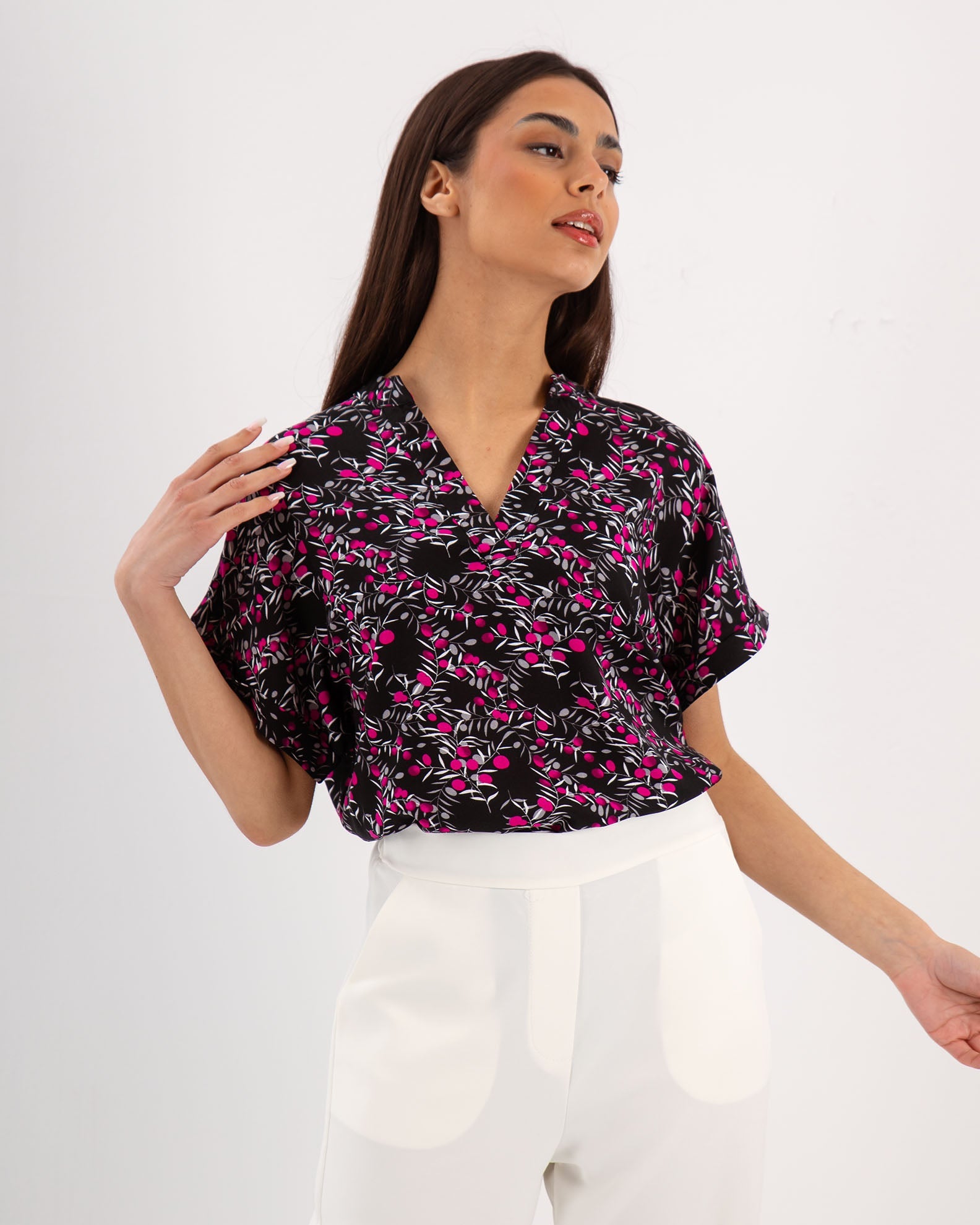 Women's Short Sleeve Blouse 'Vaso'-PRINT 1