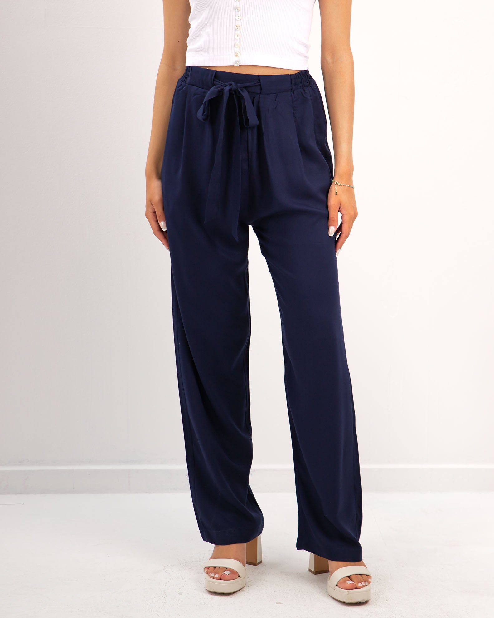 Women's pants "Amalia" with elastic waist-BLUE NAVY