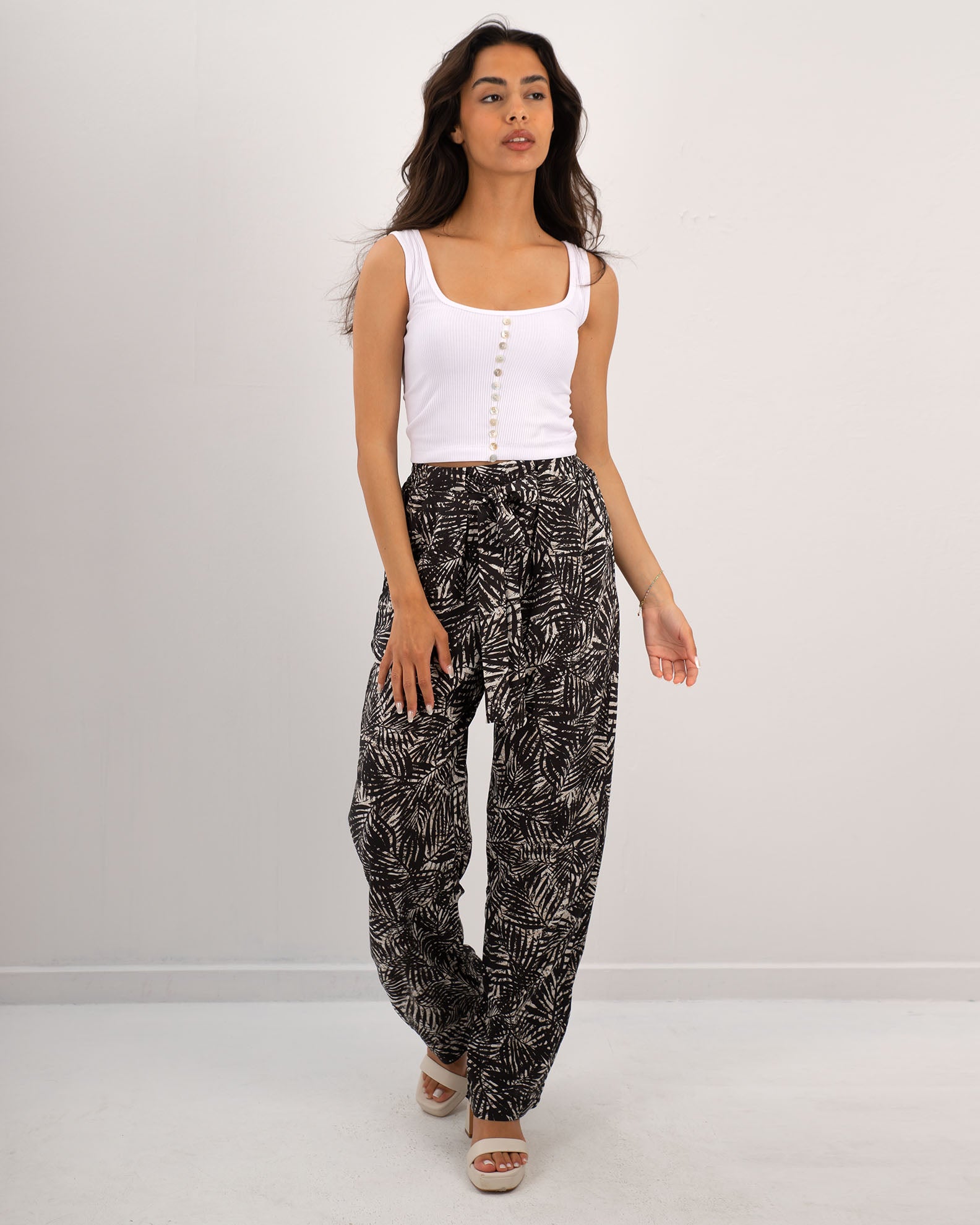 Women's trousers "Amalia" with elastic waist-PRINT 2