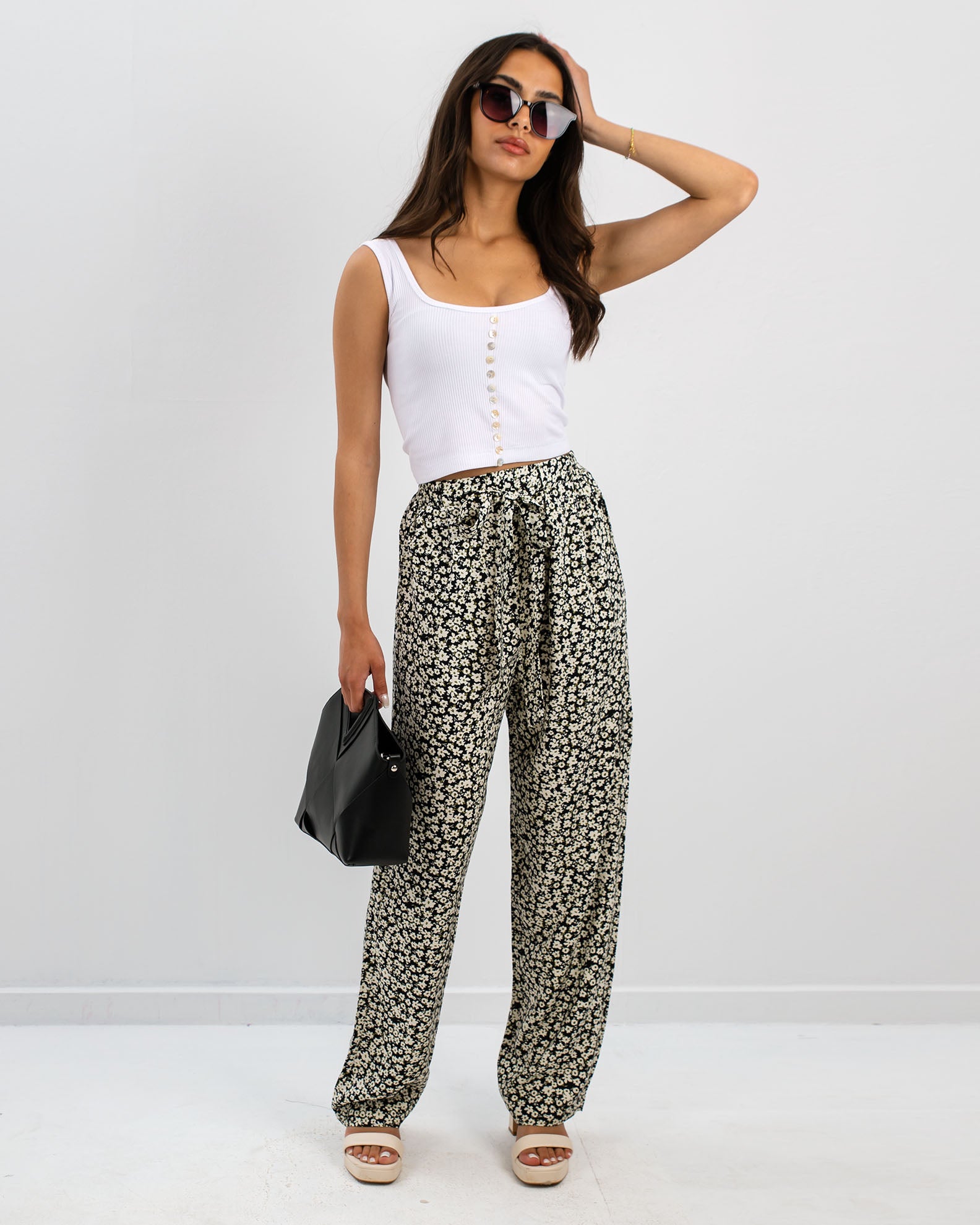 Women's trousers "Amalia" with elastic waist-PRINT 3