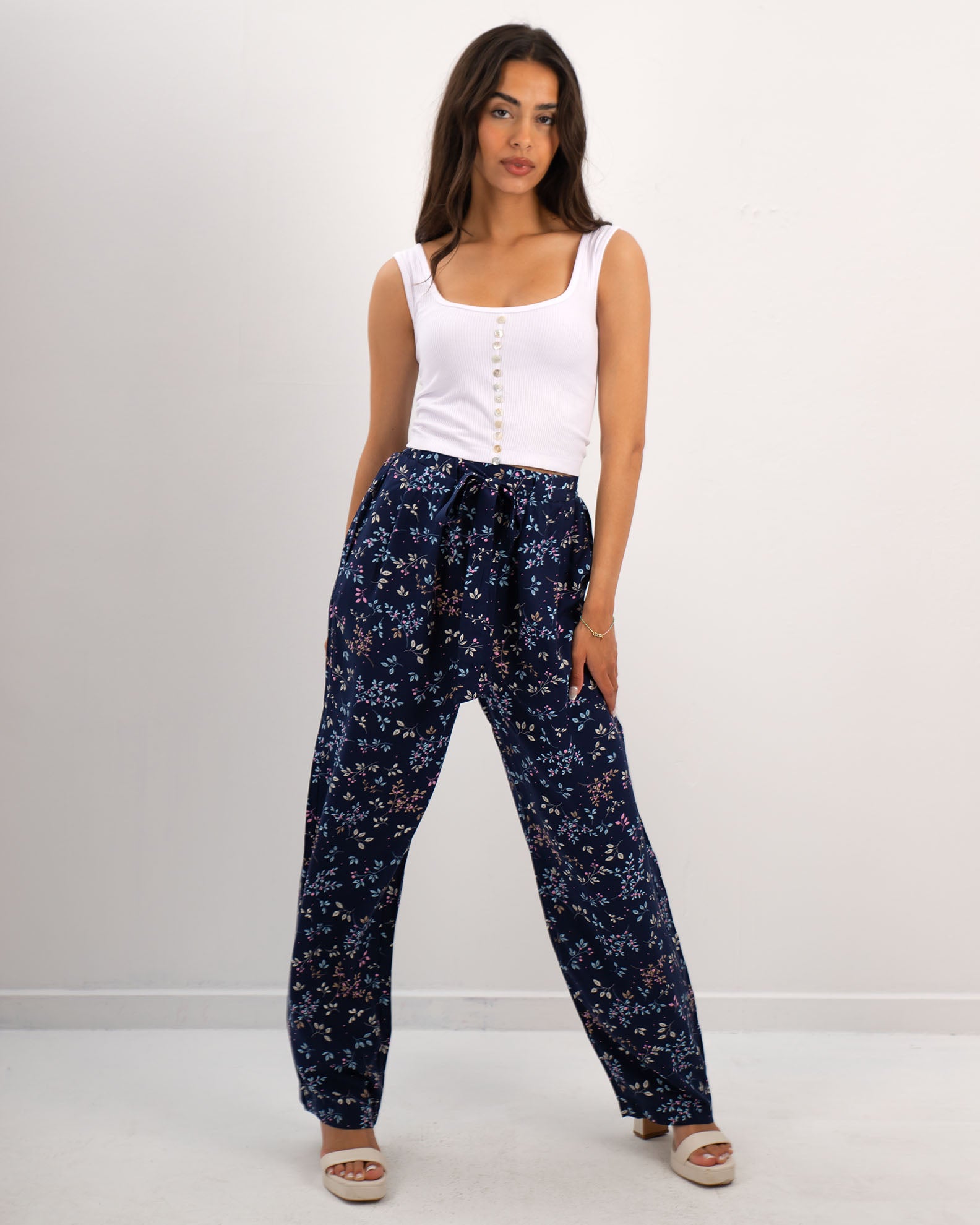 Women's pants "Amalia" with elastic waist-PRINT 4