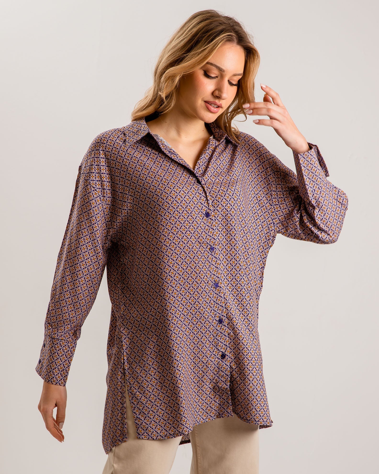 Women's Oversize Printed Shirt 'Sissi'-COMB.1