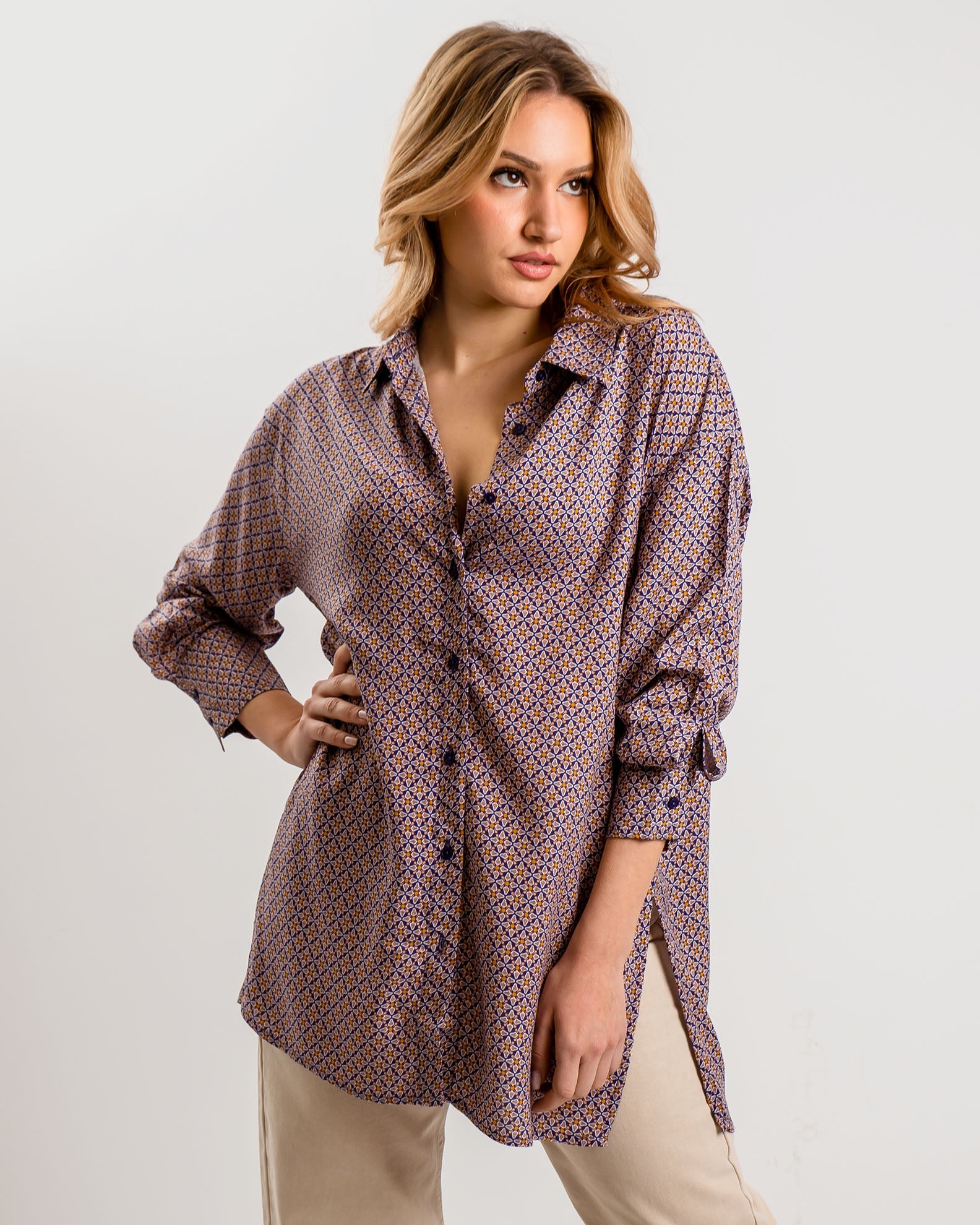 Women's Oversize Printed Shirt 'Sissi'-COMB.1