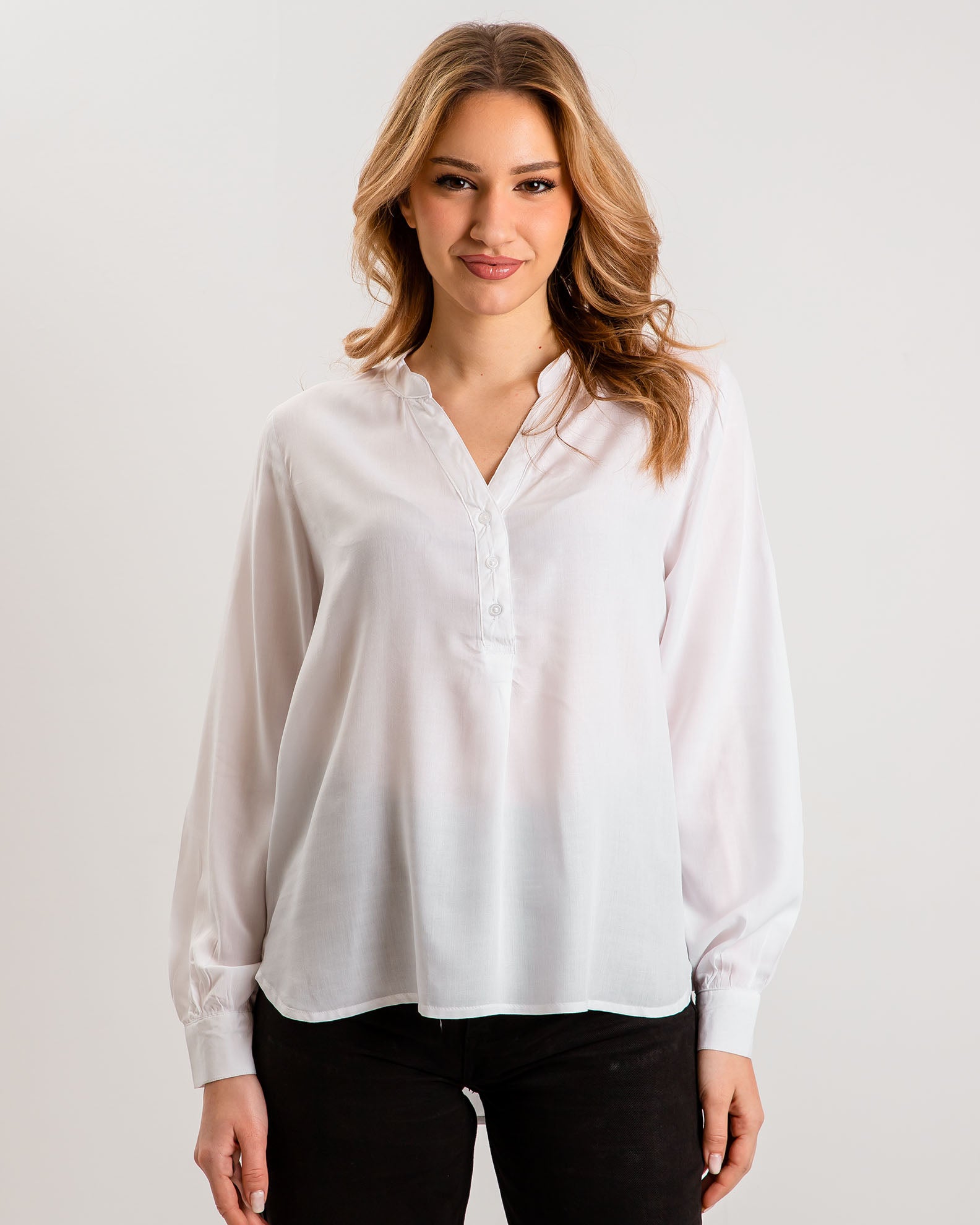 Women's Oversize Blouse-Shirt 'Eleni'-WHITE