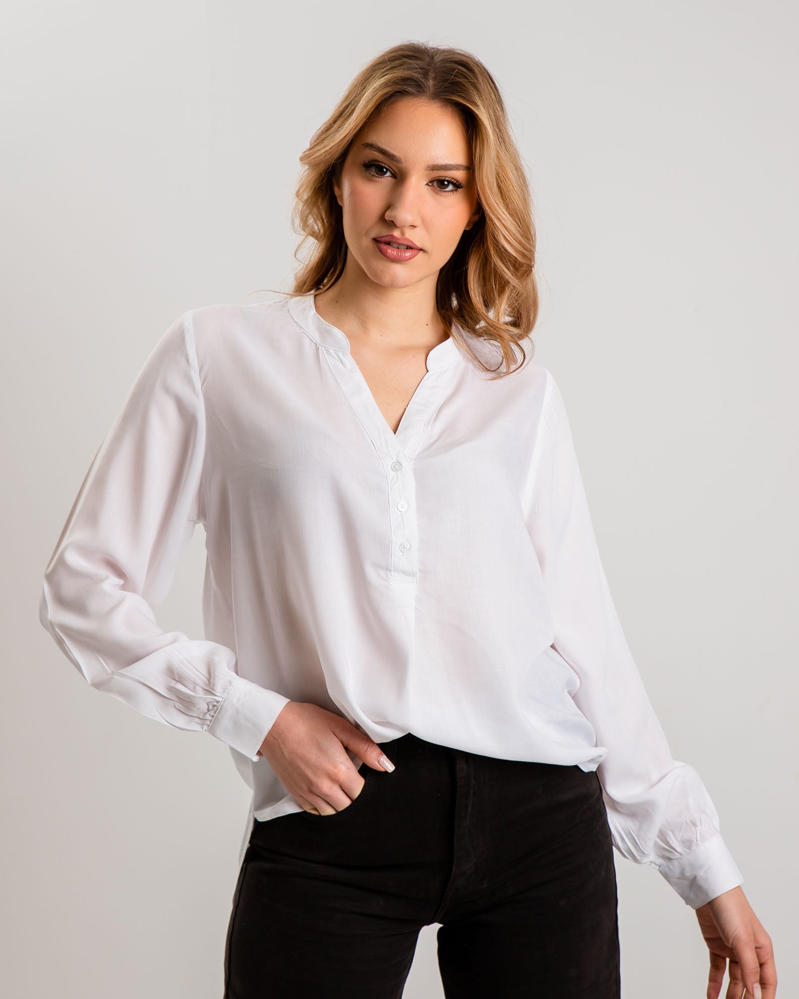 Women's Oversize Blouse-Shirt 'Eleni'-WHITE