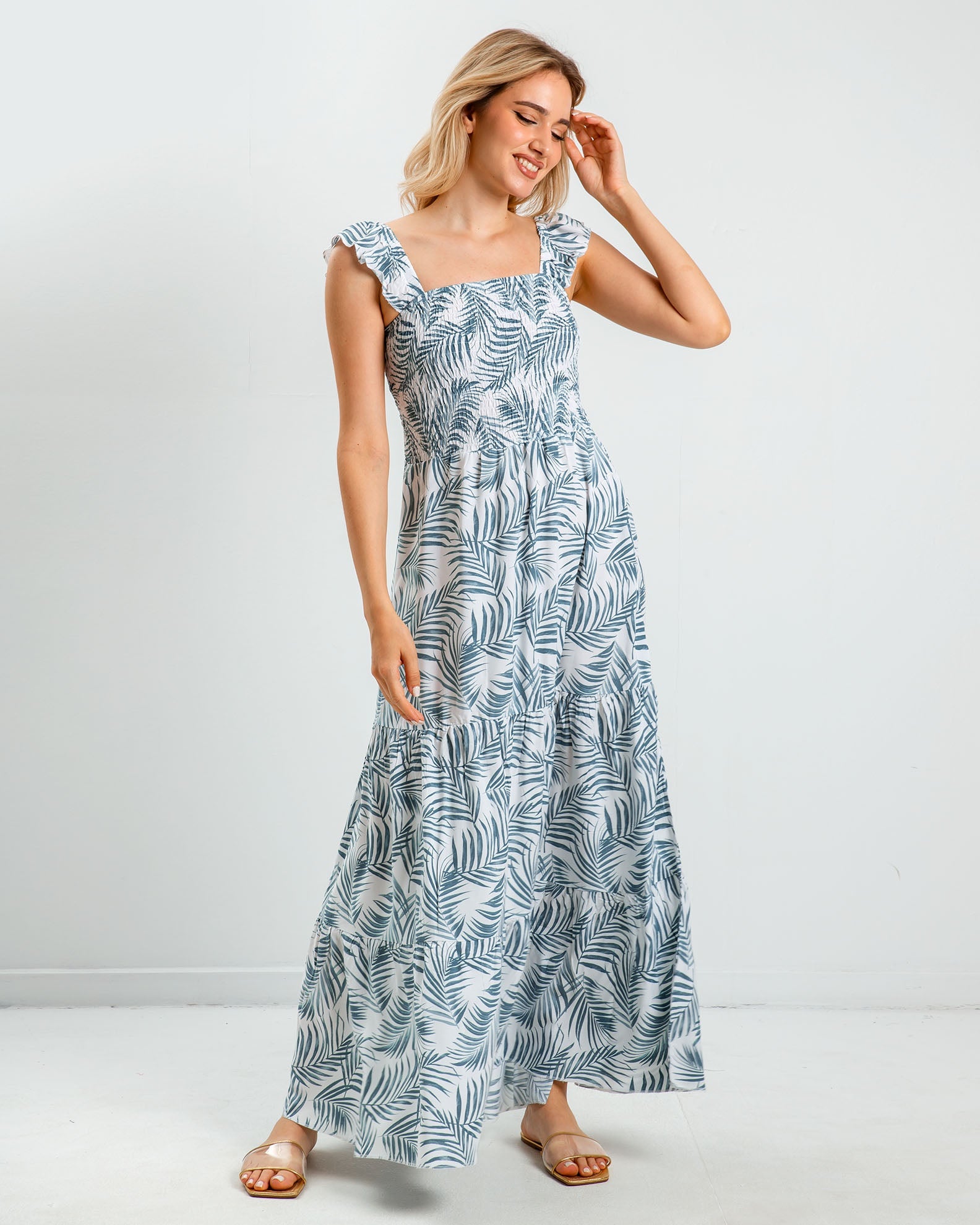 'Sorela' printed sleeveless maxi dress-COMB.7