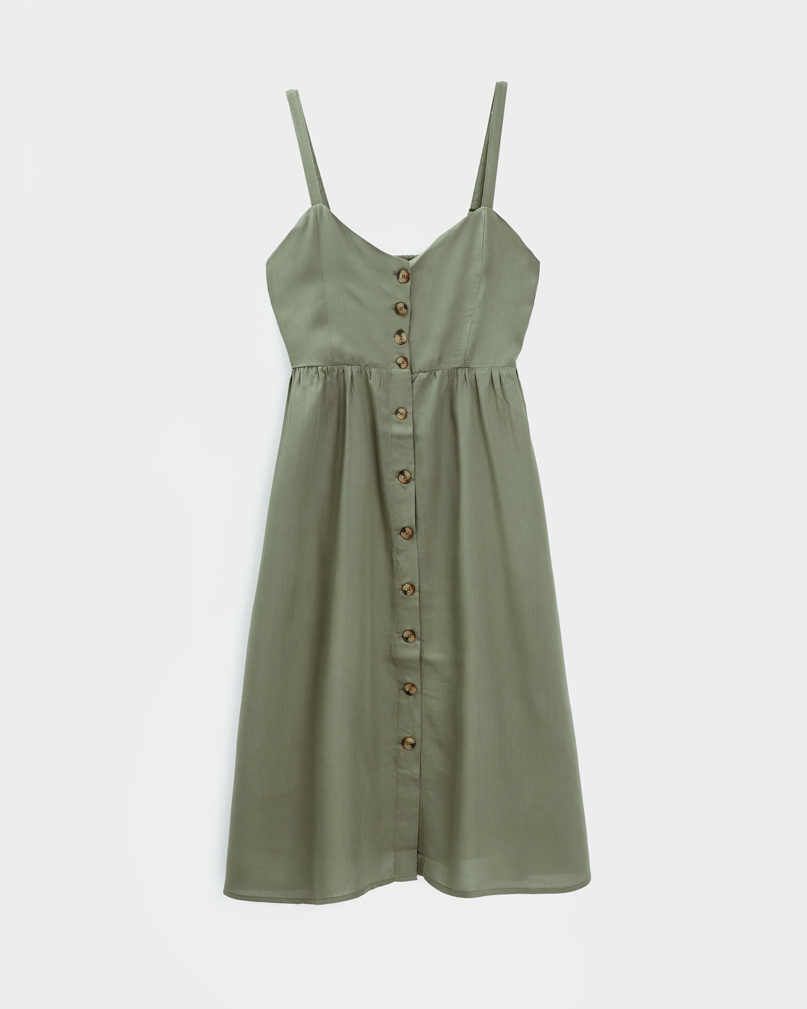 "Amal" sleeveless midi dress-KHAKI