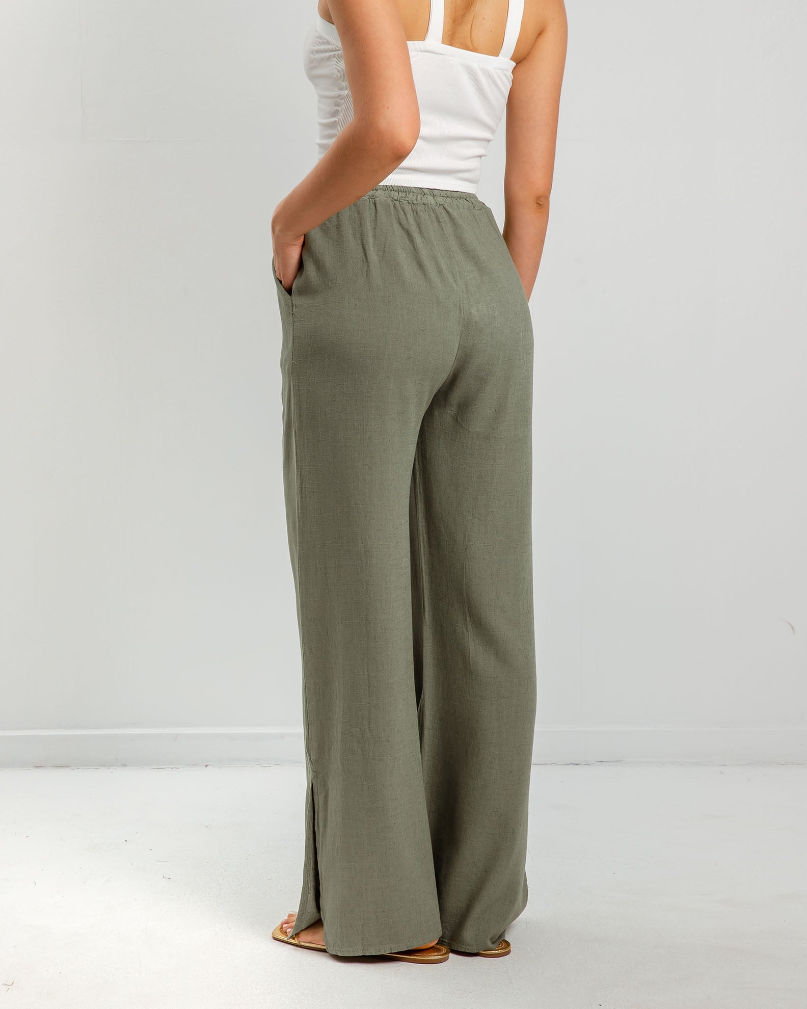 Women's linen look pants 'Rita'-salvia